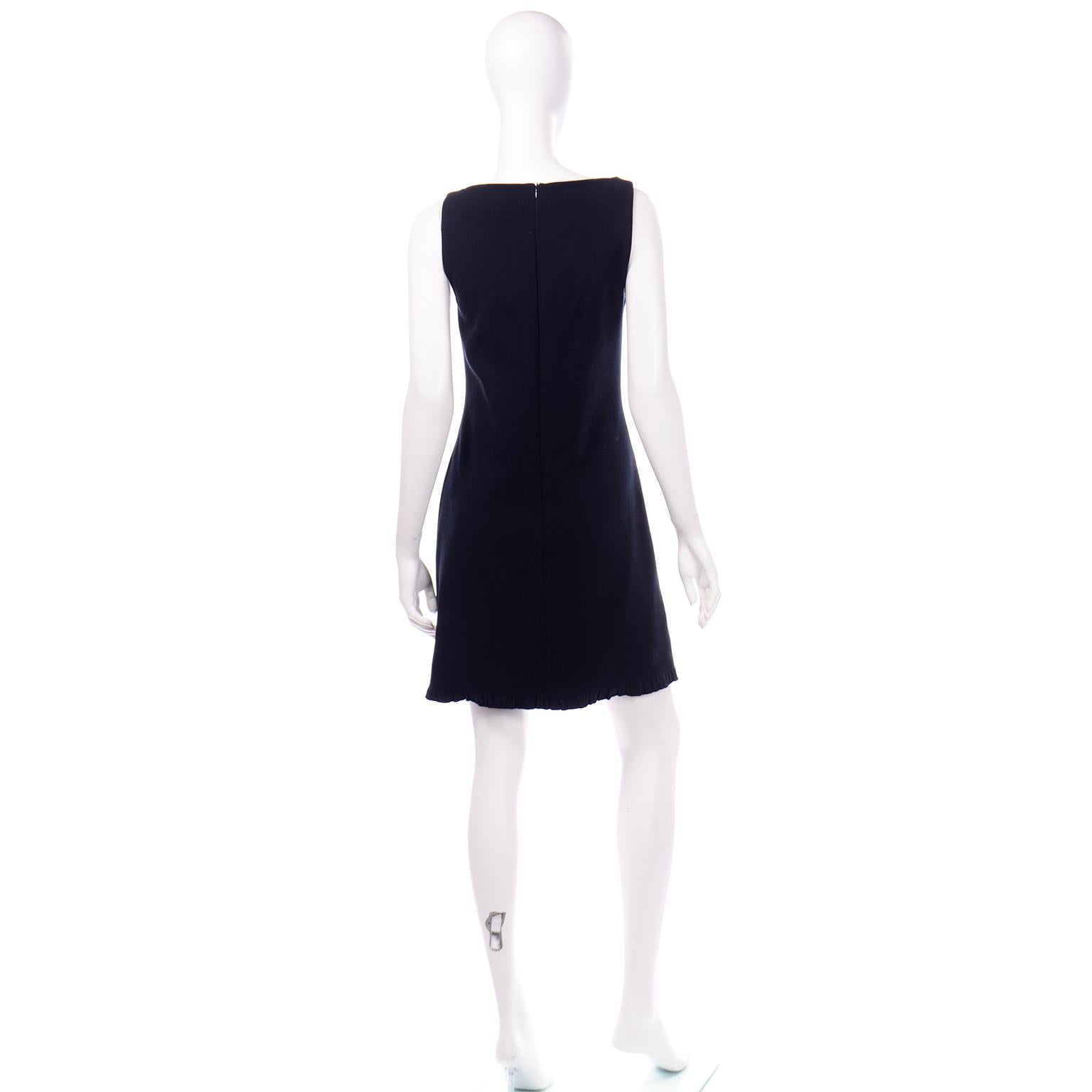 Alber Elbaz Lanvin Resort 2015 Midnight Blue Sleeveless Dress With Rhinestones In Excellent Condition In Portland, OR