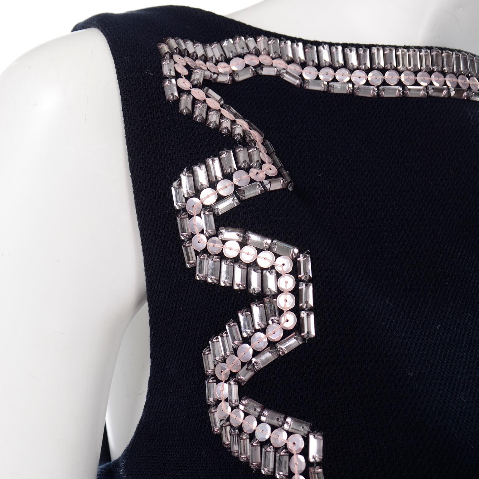 Alber Elbaz Lanvin Resort 2015 Midnight Blue Sleeveless Dress With Rhinestones 1