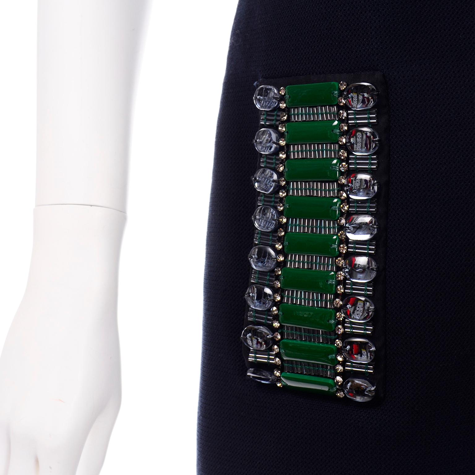 Alber Elbaz Lanvin Resort 2015 Midnight Blue Sleeveless Dress With Rhinestones 3