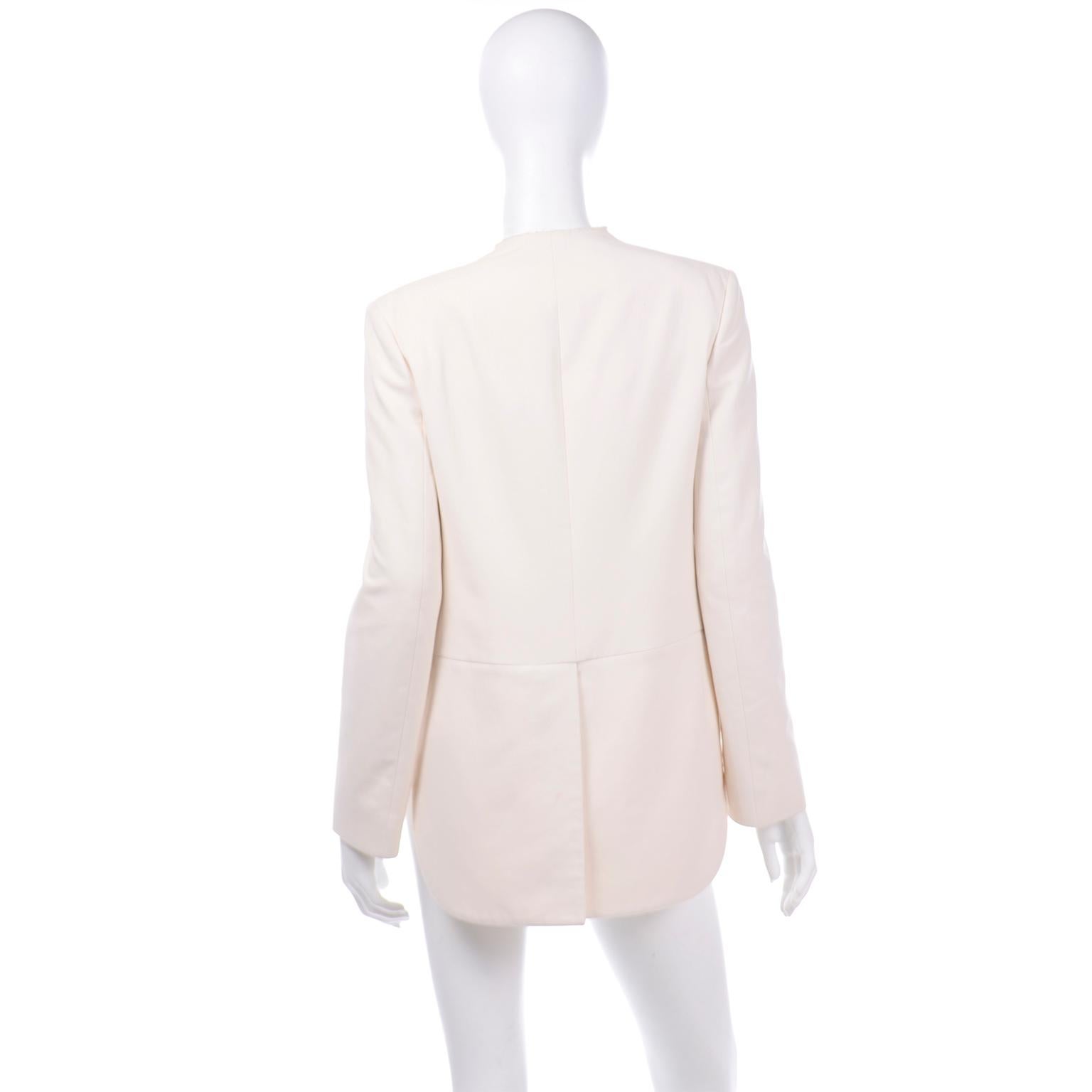 Women's Alber Elbaz Lanvin Spring 2015 Cream Cutaway Tuxedo Style Jacket