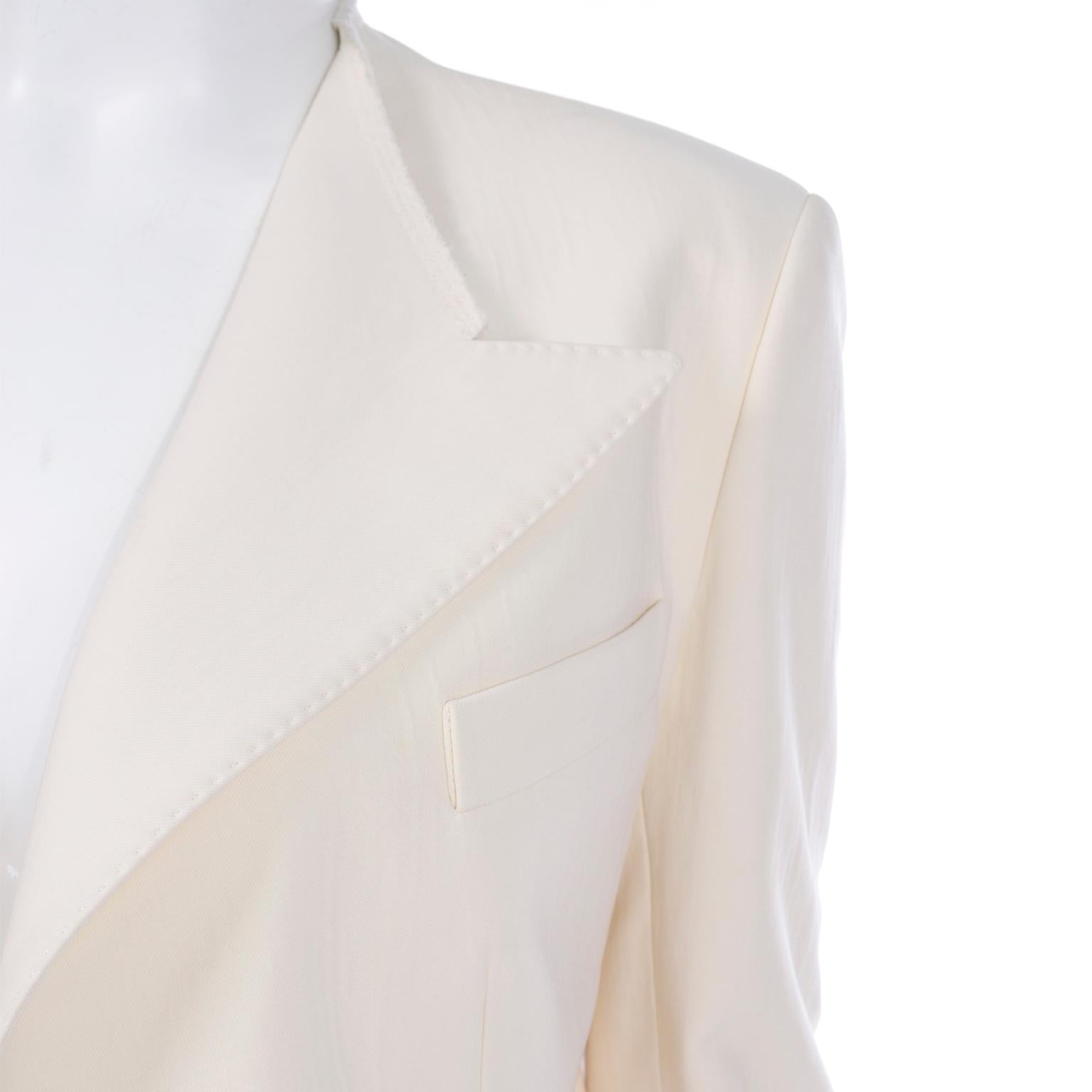 Alber Elbaz Lanvin Spring 2015 Cream Cutaway Tuxedo Style Jacket 2