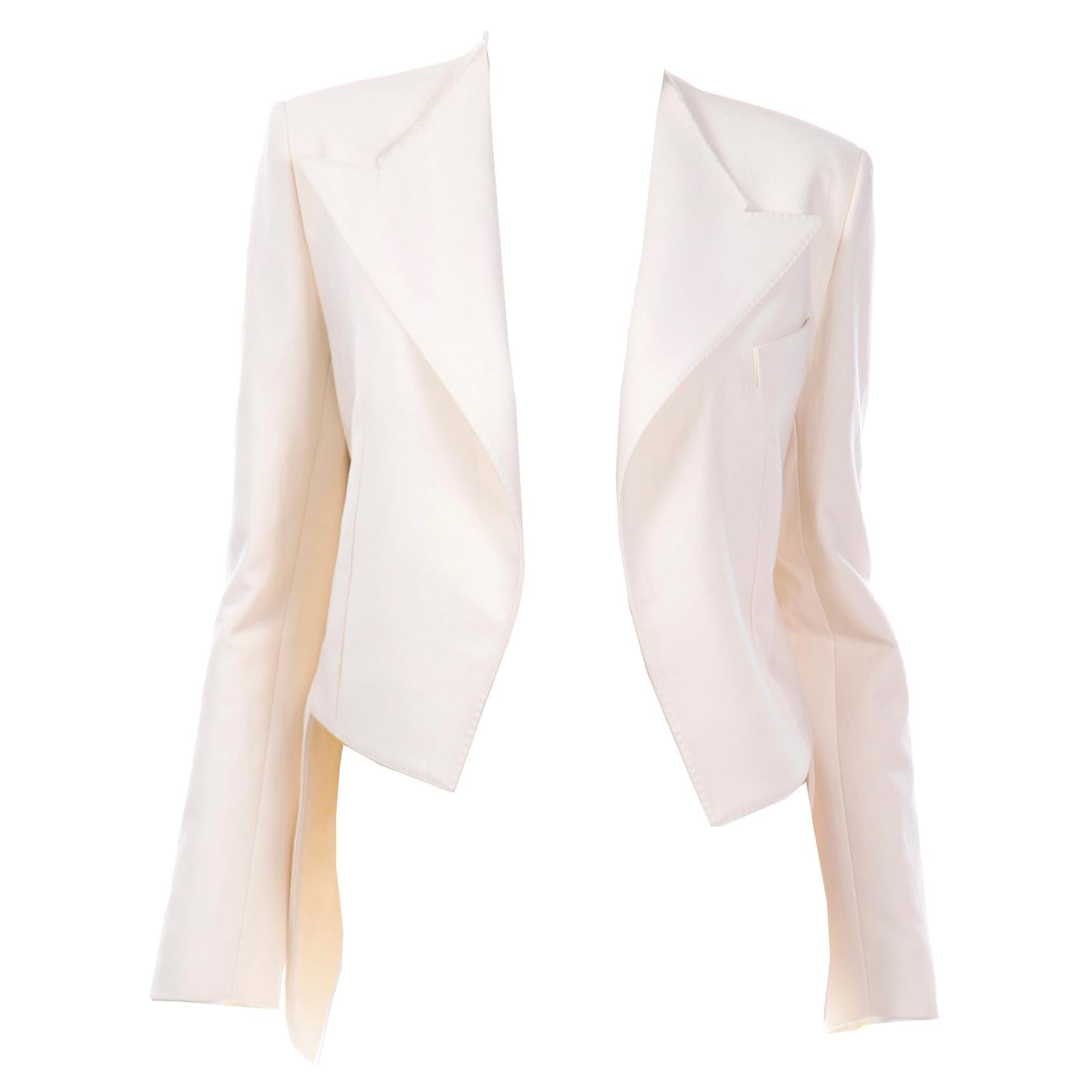 Alber Elbaz Lanvin Spring 2015 Cream Cutaway Tuxedo Style Jacket