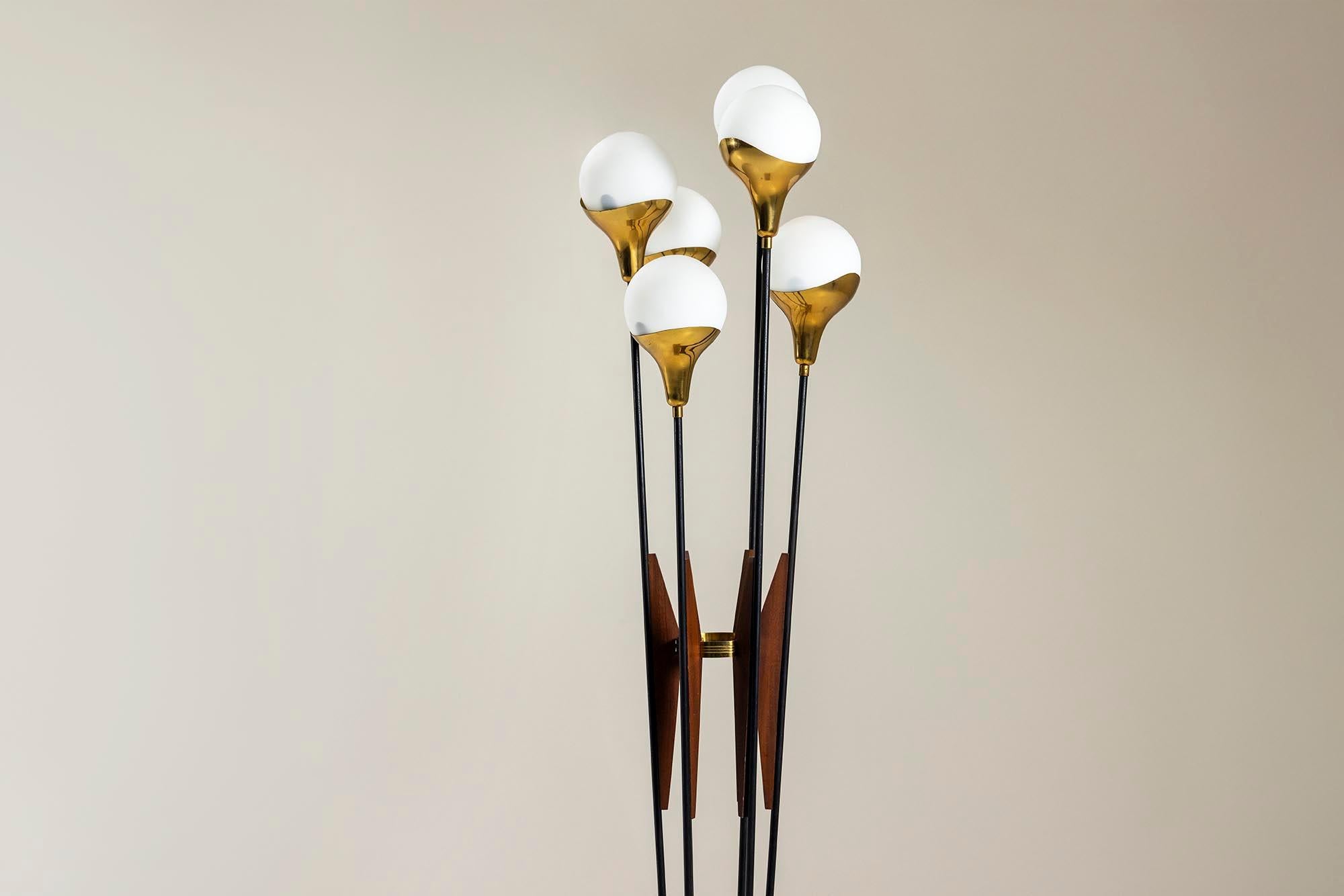 Alberello Floor Lamp with Brass and Marble by Stilnovo, Italy 1960s 4