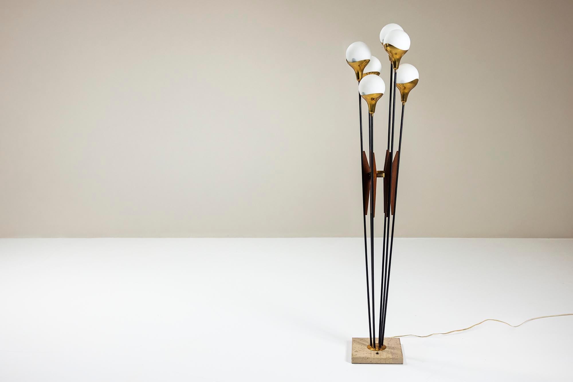 Italian Alberello Floor Lamp with Brass and Marble by Stilnovo, Italy 1960s