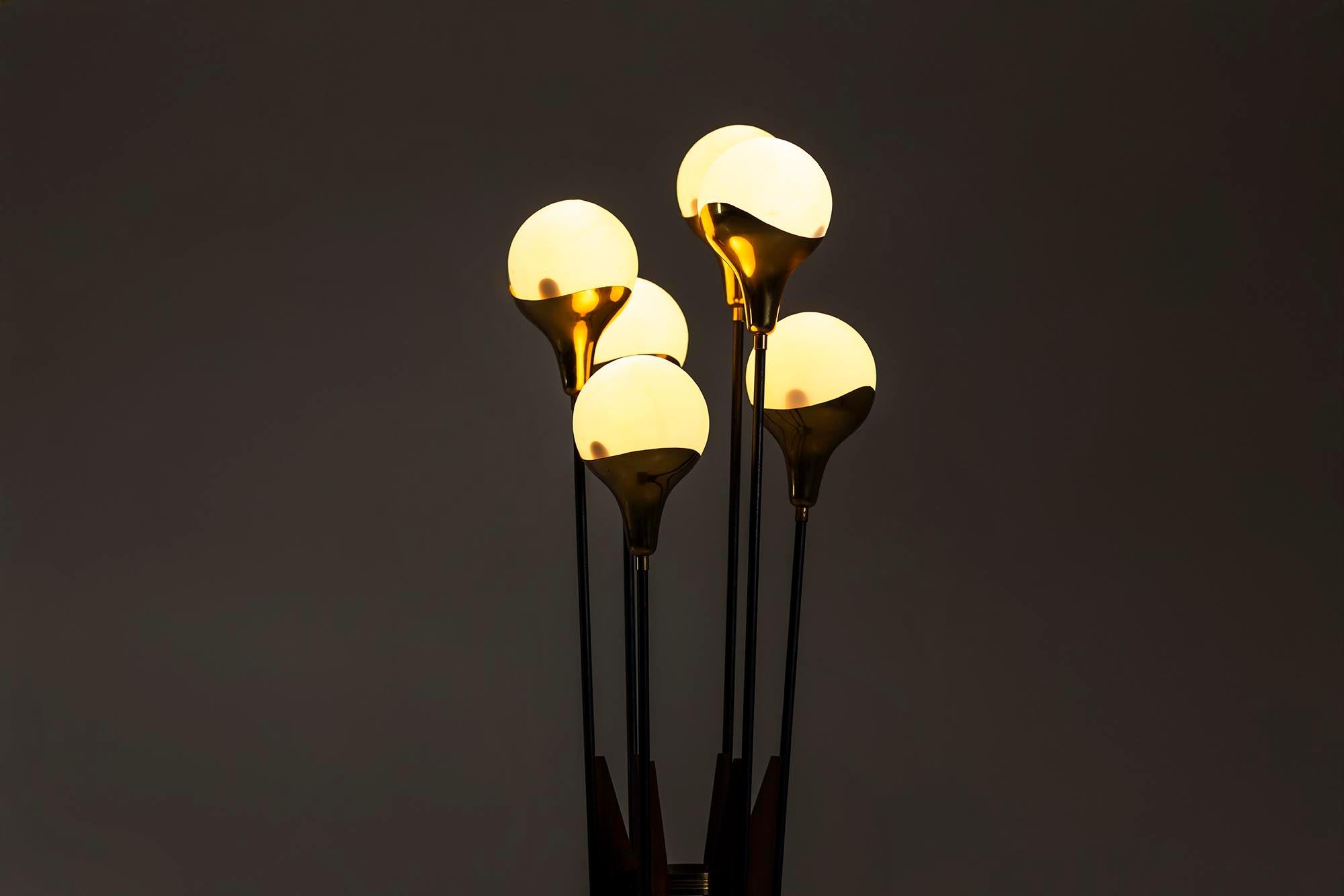 Alberello Floor Lamp with Brass and Marble by Stilnovo, Italy 1960s In Good Condition In Hellouw, NL