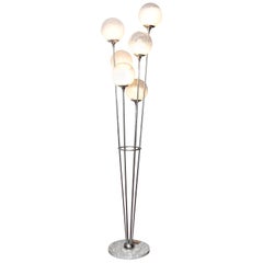 Alberello Stilnovo Floor Lamp, Made in Italy, 1960s, Marble Base Chrome Stem