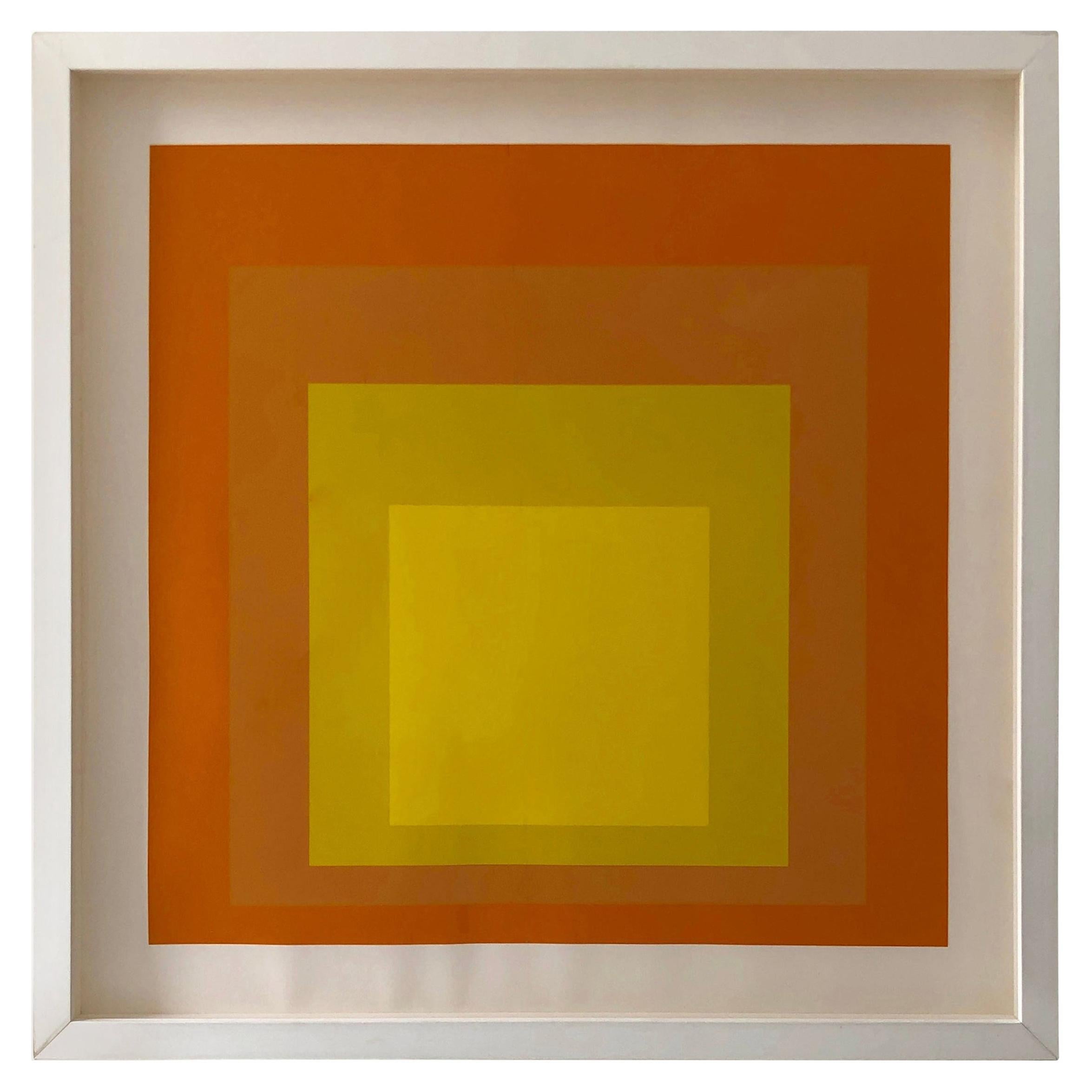 Albers Yellow and Oranges Silkscreen, Interaction of Color Homage to the Square