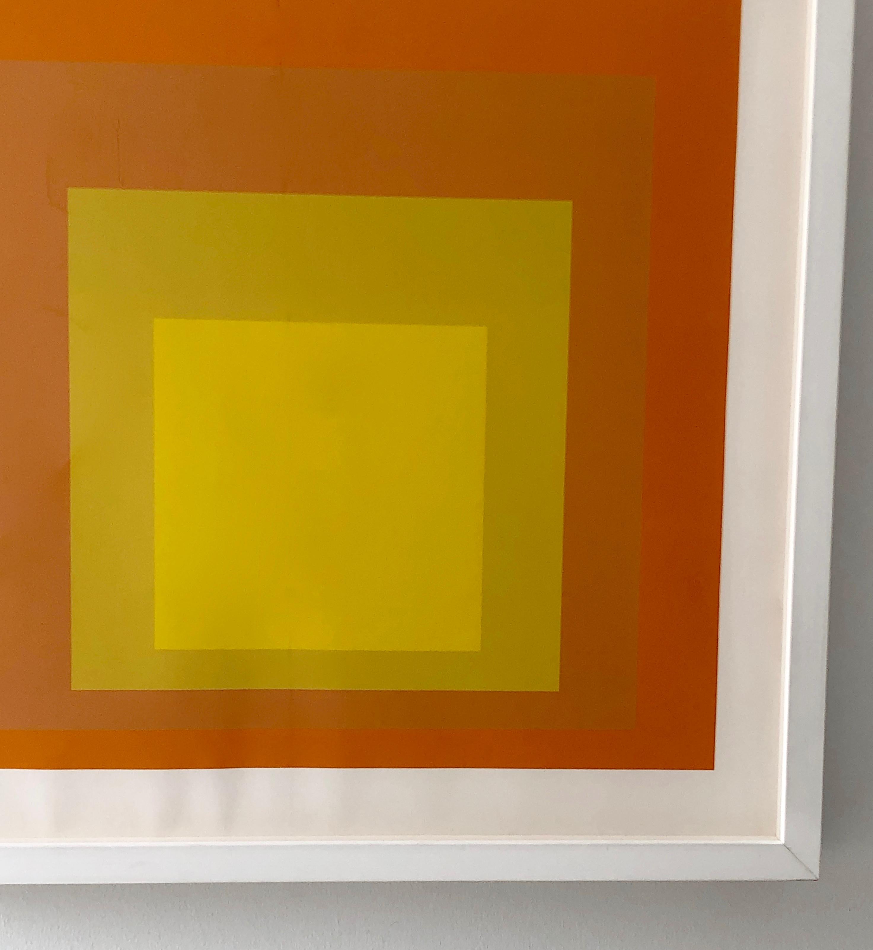 Mid-Century Modern Albers Yellow and Oranges Silkscreen, Interaction of Color Homage to the Square