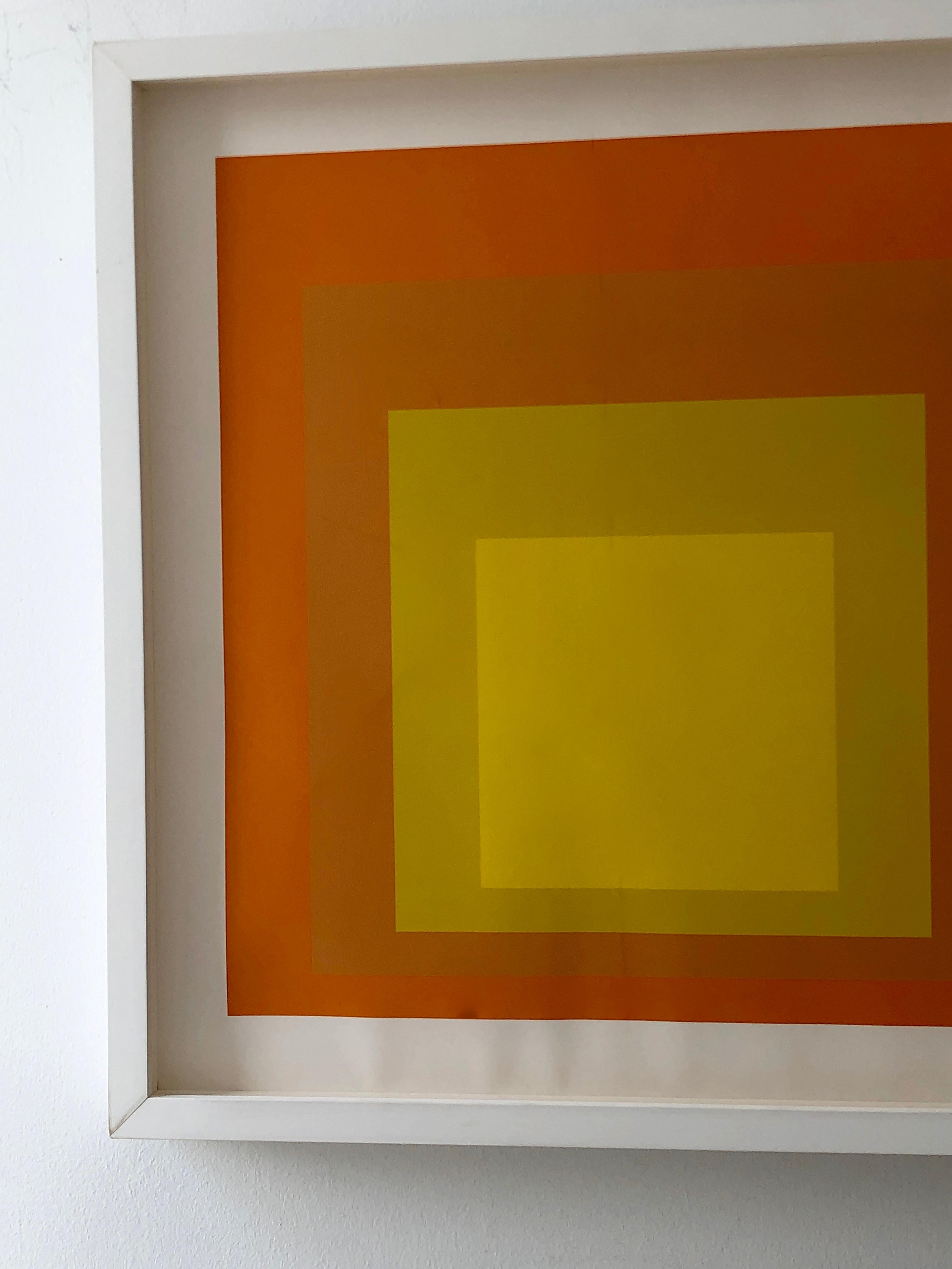 American Albers Yellow and Oranges Silkscreen, Interaction of Color Homage to the Square