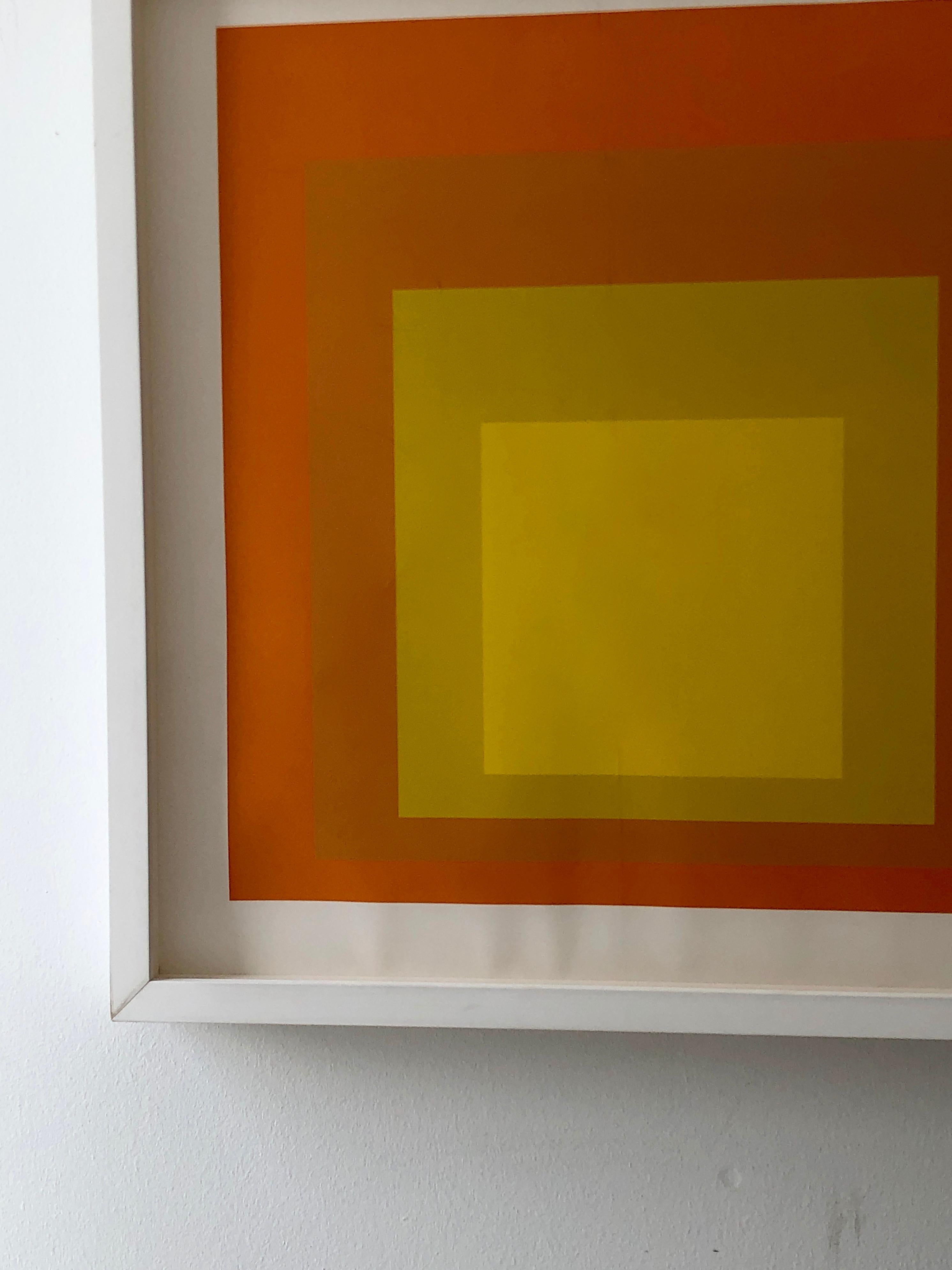Albers Yellow and Oranges Silkscreen, Interaction of Color Homage to the Square In Good Condition In Houston, TX