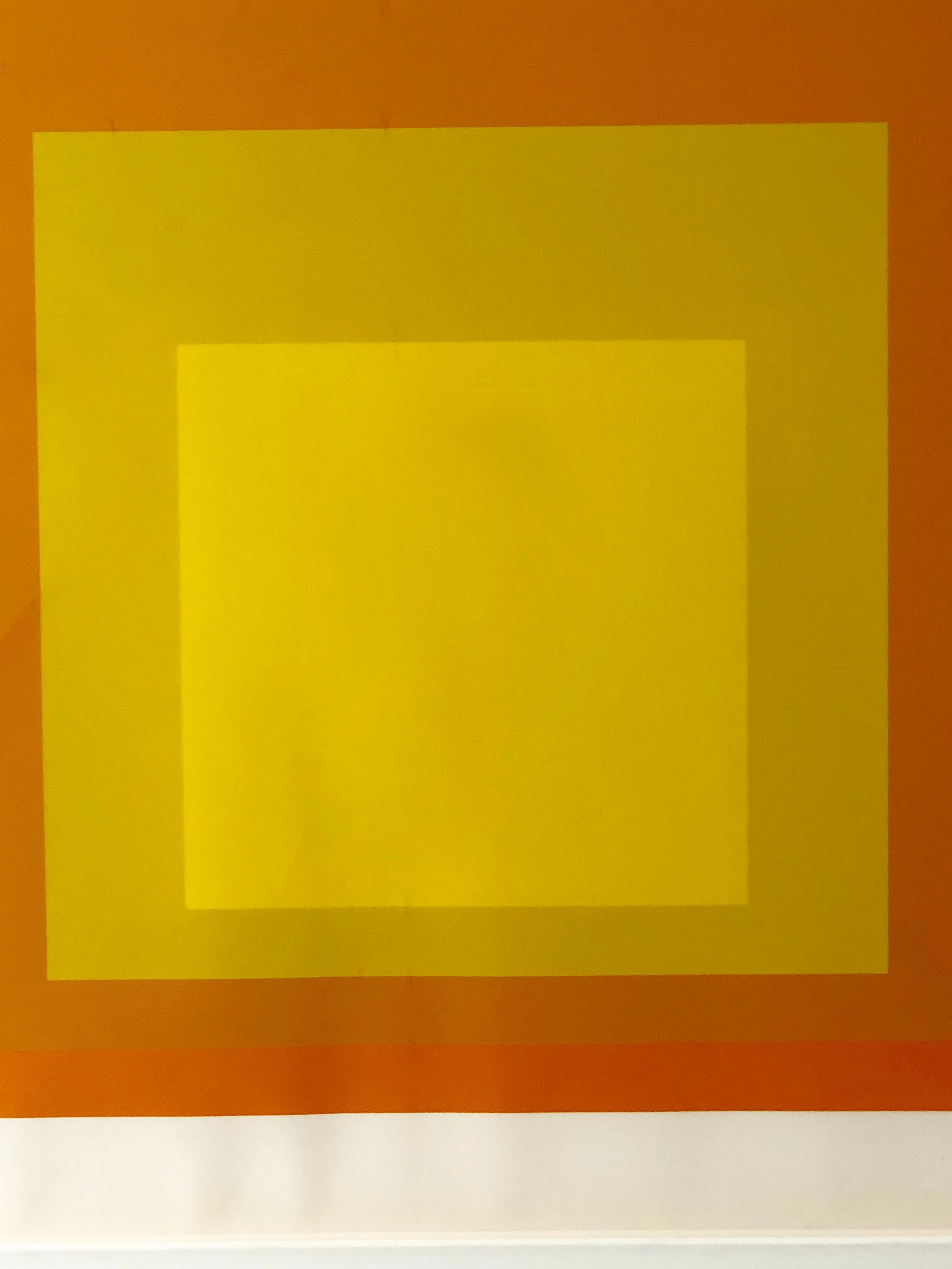 Late 20th Century Albers Yellow and Oranges Silkscreen, Interaction of Color Homage to the Square