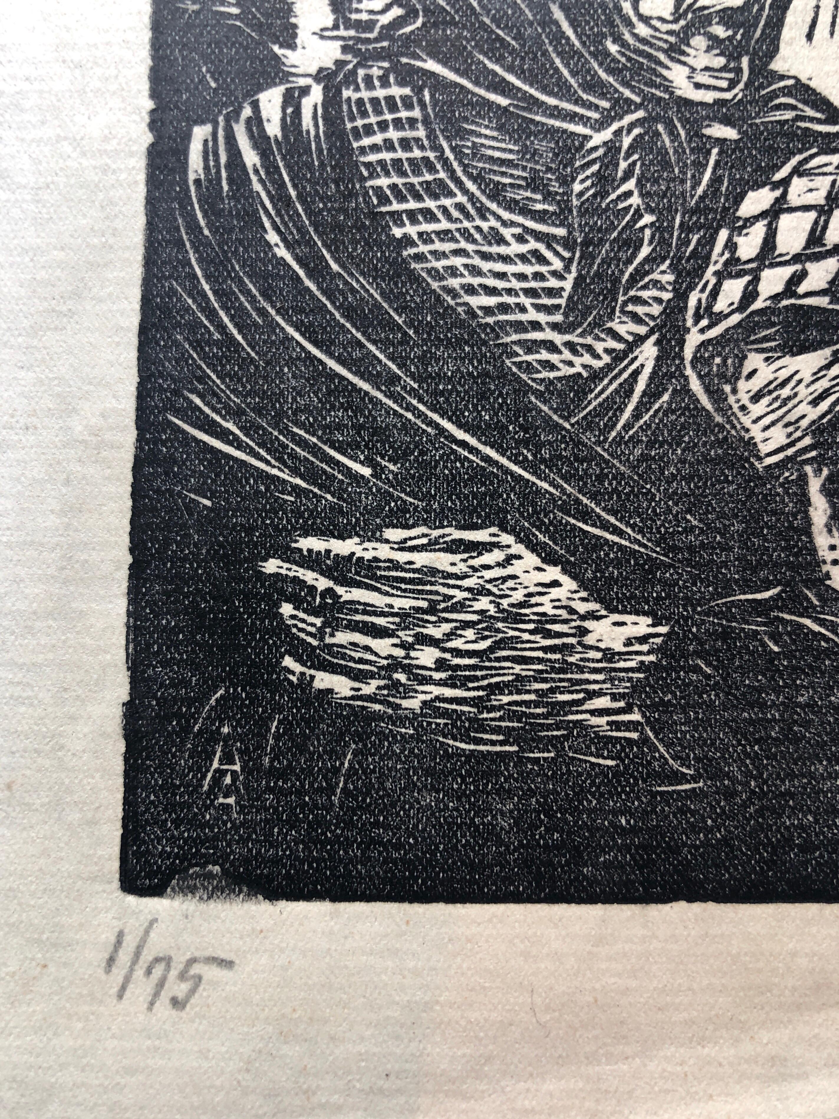 Algunos de sus grabados fueron publicados por la WPA. Se trata de un grabado en madera firmado a lápiz. De una edición pequeña. 

Albert Abramovitz (1879-1963), nacido en Riga, Letonia, el 24 de enero de 1879. Estudió arte en la Escuela Imperial de