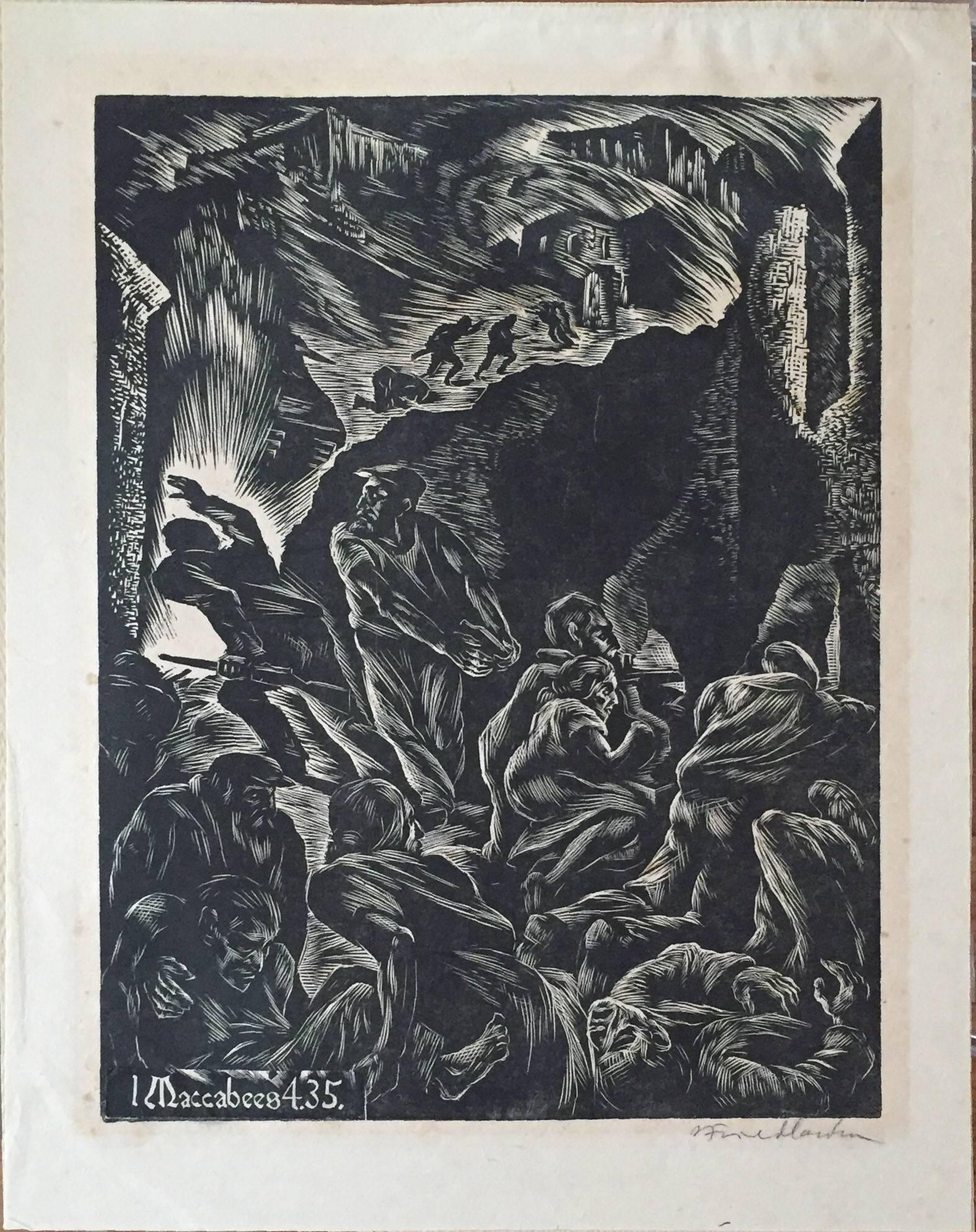 Albert Abramovitz Figurative Print – Makaken 4.35.
