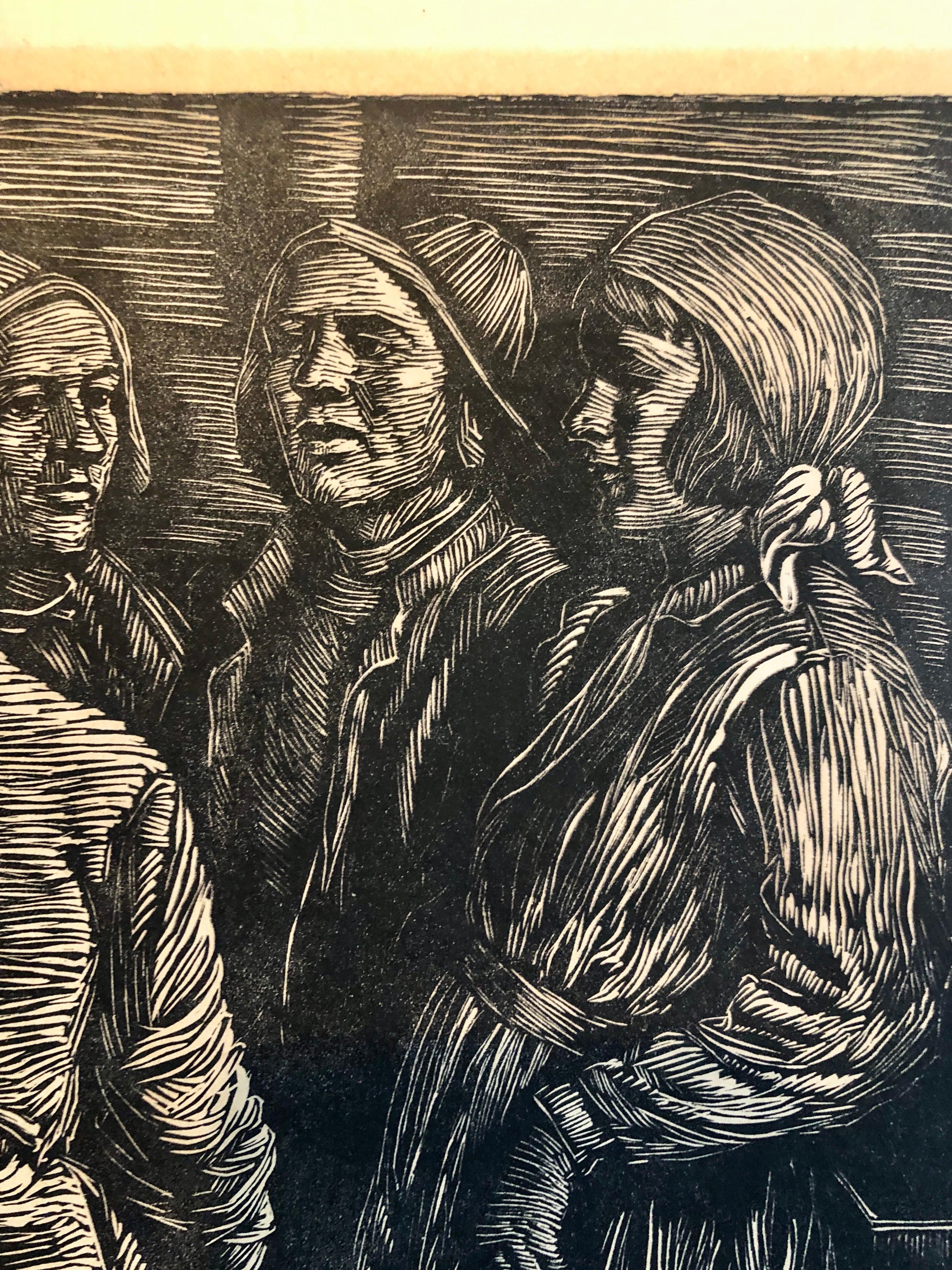 Certaines de ses impressions ont été publiées par la WPA. Il s'agit d'une gravure sur bois signée au crayon. D'une petite édition. Il mesure 12 X 12.5 feuille complète avec marges. L'image est plus petite. 

Albert Abramovitz (1879-1963), né à Riga,