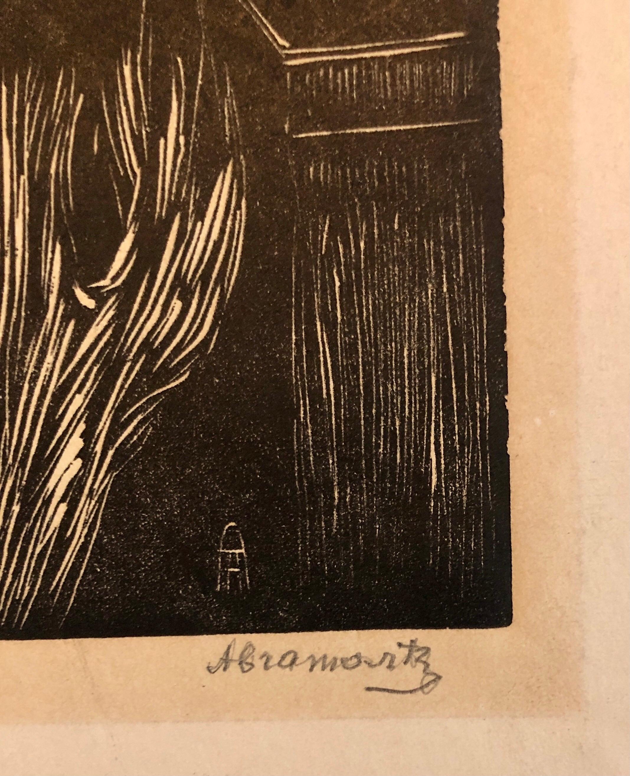 Moscow, Russia Workers Woodblock c.1930s WPA era Woodcut Print Hand Signed 2