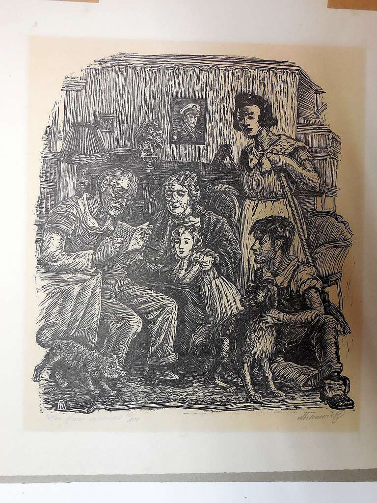 Interior Print di Albert Abramovitz - Artistics WPA stampa su legno "Lettera dall'estero".