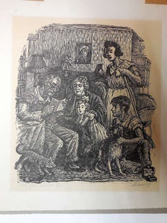 WPA Artist Holzschnitt "Brief aus Übersee"