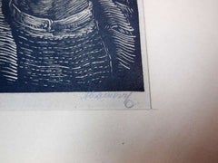 WPA Expressionist woodblock print. "The Worker"