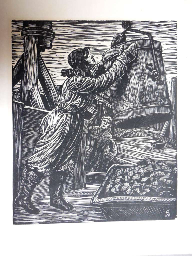 WPA Woman Laborer Holzschnitt (Amerikanischer Realismus), Print, von Albert Abramovitz