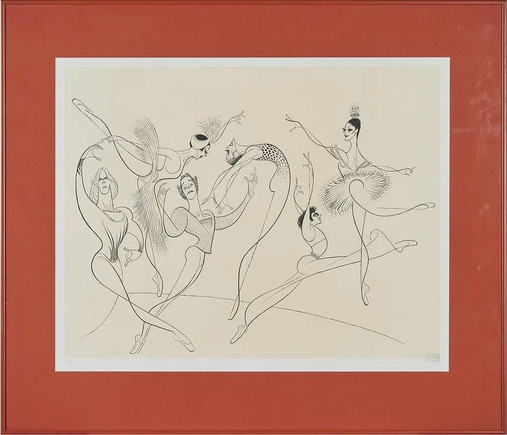 ABT American Ballet Theatre Danza - A. Godunov, C, Gregory, N. Makarova - Print de Albert Al Hirschfeld