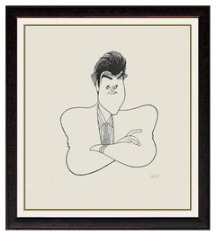 Vintage AL HIRSCHFELD Color Lithograph Hand Signed Caricature Rare Jay Leno Art Albert