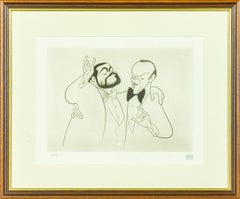Al Hirschfeld "Sinatra & Pavarotti" original etching. Hand signed and numbered.