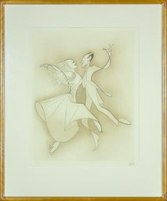 "Astaire and Rogers" original etching by Al Hirschfeld from Deluxe Edition of 95