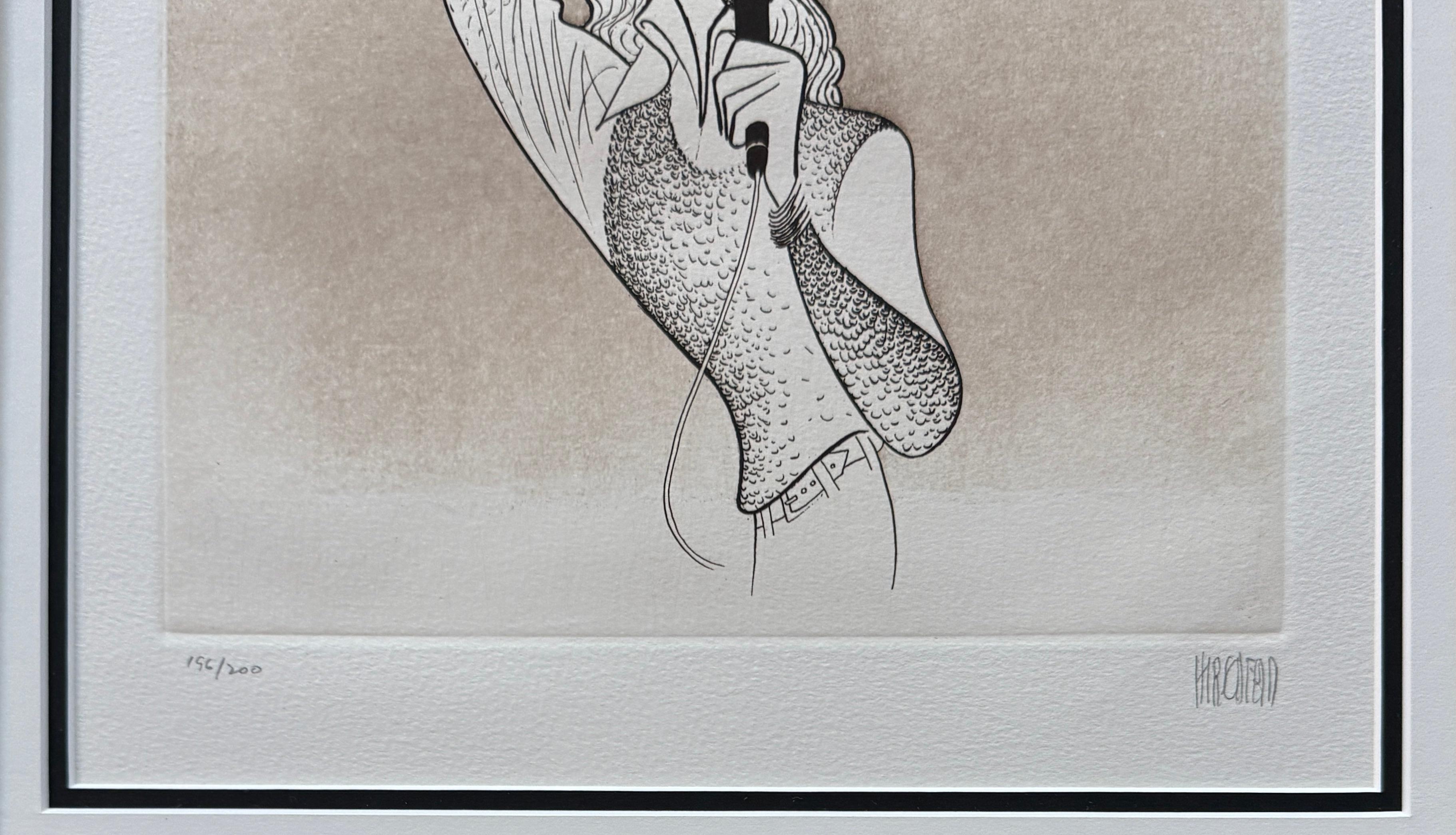 Barry Manilow en concierto Leyenda de la música Estrella del pop Grammys Litografía NYT Publicado LGBT - Print de Albert Al Hirschfeld