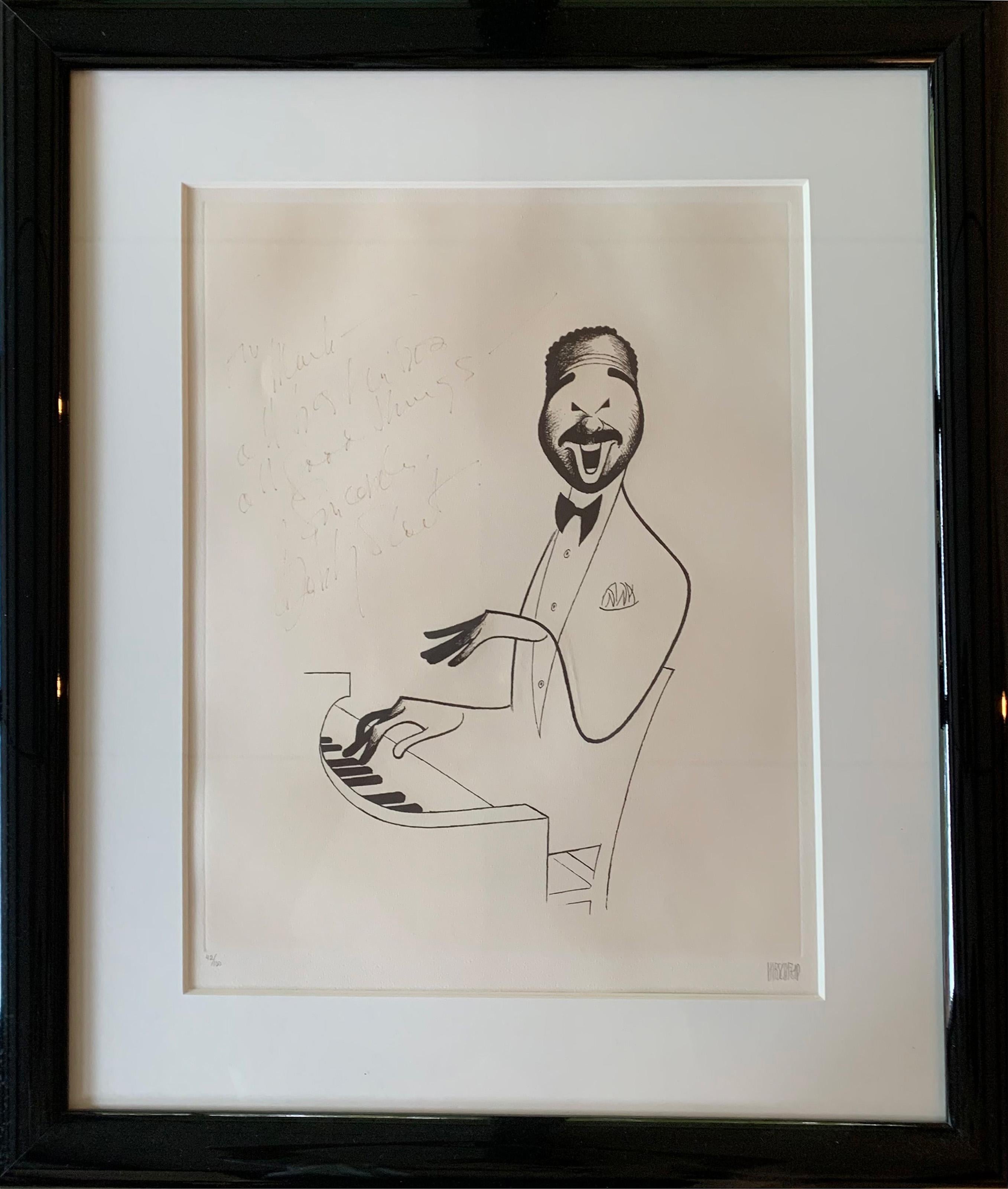 Albert Al Hirschfeld Figurative Print – Bobby Short, Pop-Art-Lithographie von Al Hirschfeld