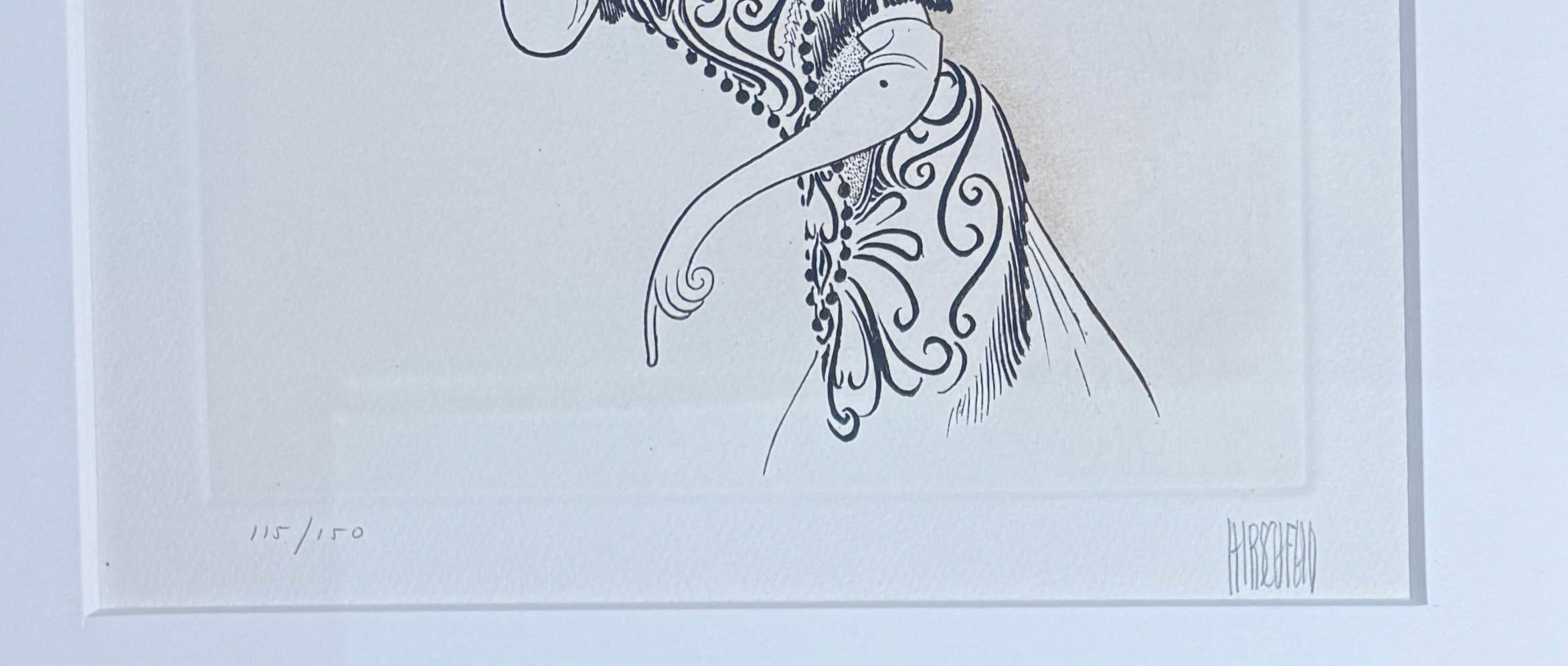 Carol Channing HELLO DOLLY Premios Tony Leyenda de Broadway NYT Caricatura publicada - Print de Albert Al Hirschfeld