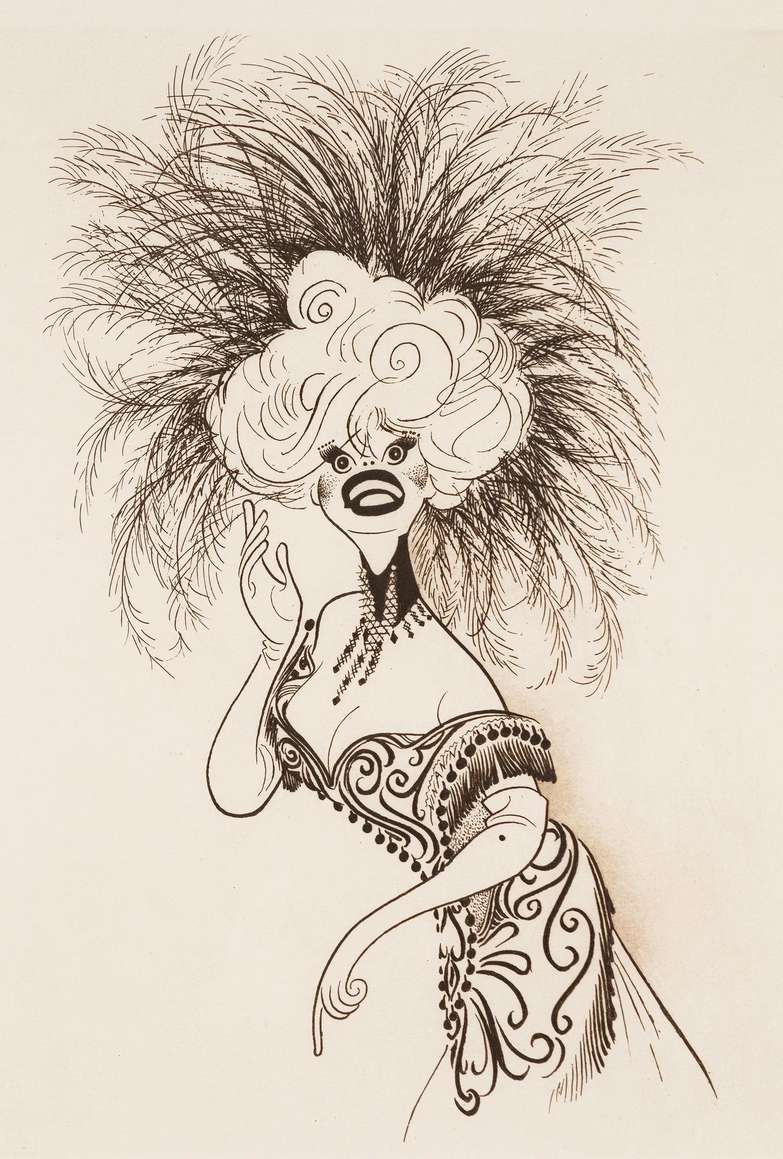 Portrait Print de Albert Al Hirschfeld - Carol Channing HELLO DOLLY Premios Tony Leyenda de Broadway NYT Caricatura publicada