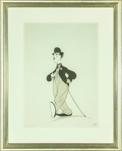 Originallithographie „Charlie Chaplin (Front)“ von Al Hirschfeld. Künstlernachweis. 