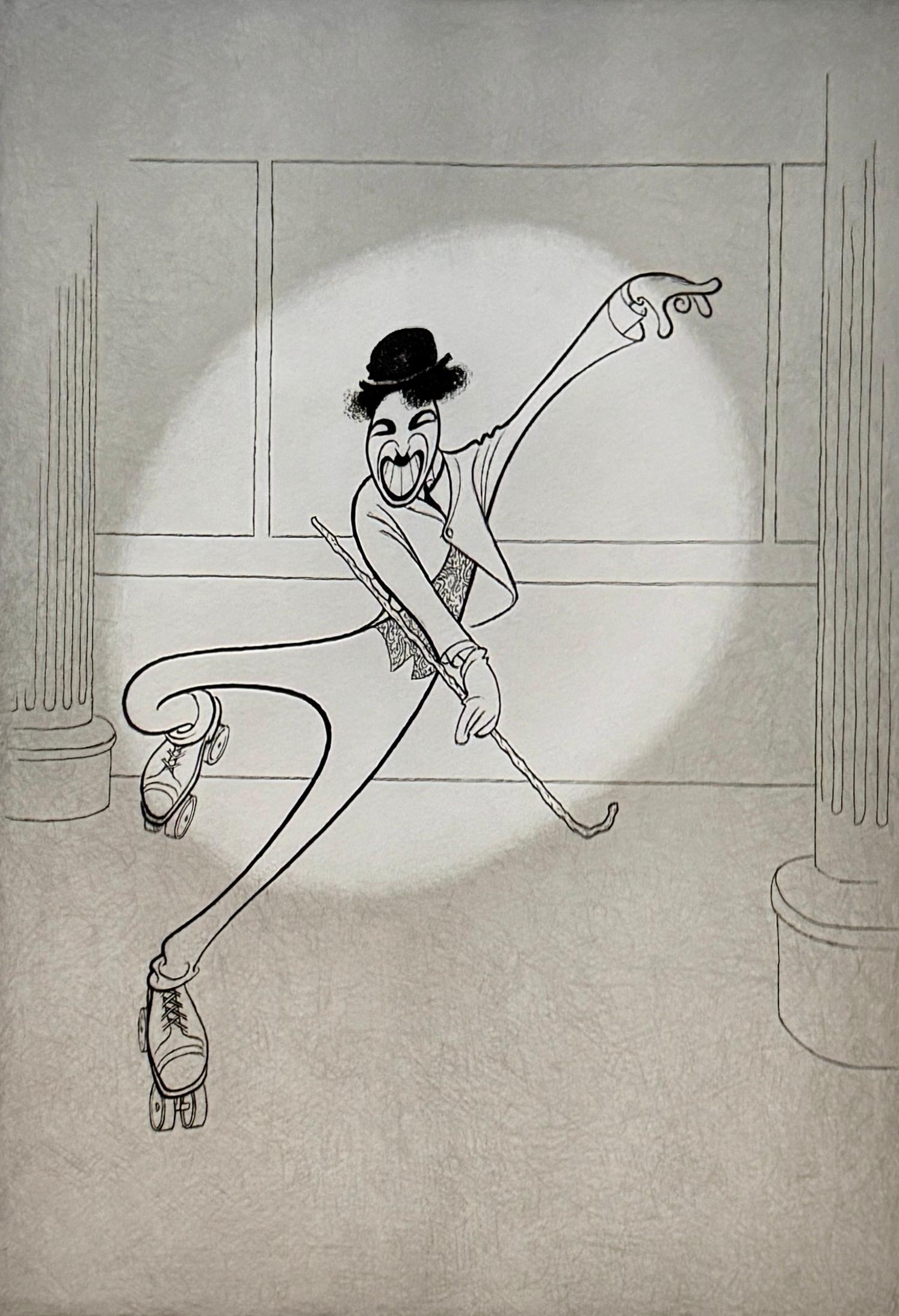 Portrait Print de Albert Al Hirschfeld - Charlie Chaplin "La Pista" Estrella de cine de Hollywood Leyenda del Oscar Caricatura icónica