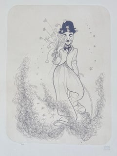 Charlie Chaplin avec des fleurs Hollywood Movie Star Oscar Legend Iconic Caricature