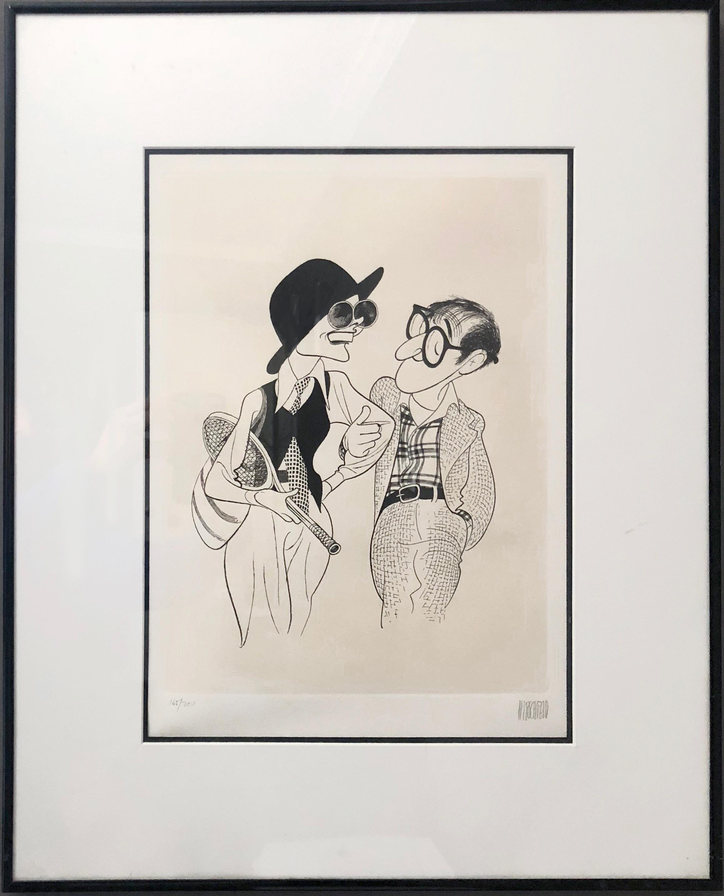 Albert Al Hirschfeld Figurative Print - Diane Keaton and Woody Allen in Annie Hall by Al Hirschfeld