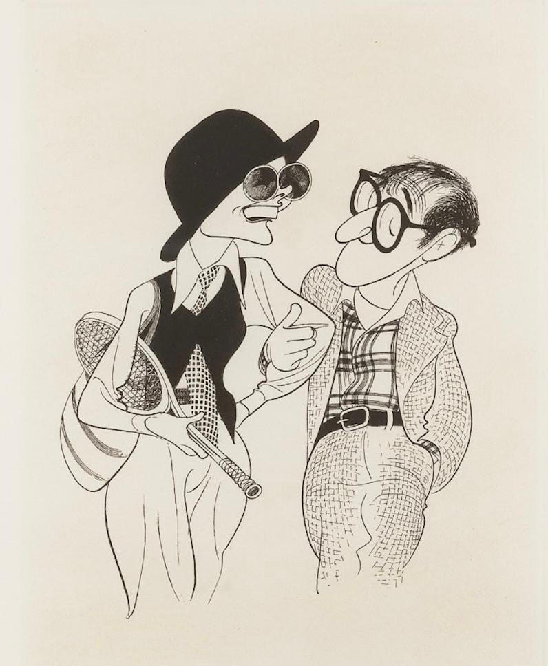 Albert Al Hirschfeld Figurative Print - Diane Keaton & Woody Allen "Annie Hall" Movie Oscar Academy Award Caricature
