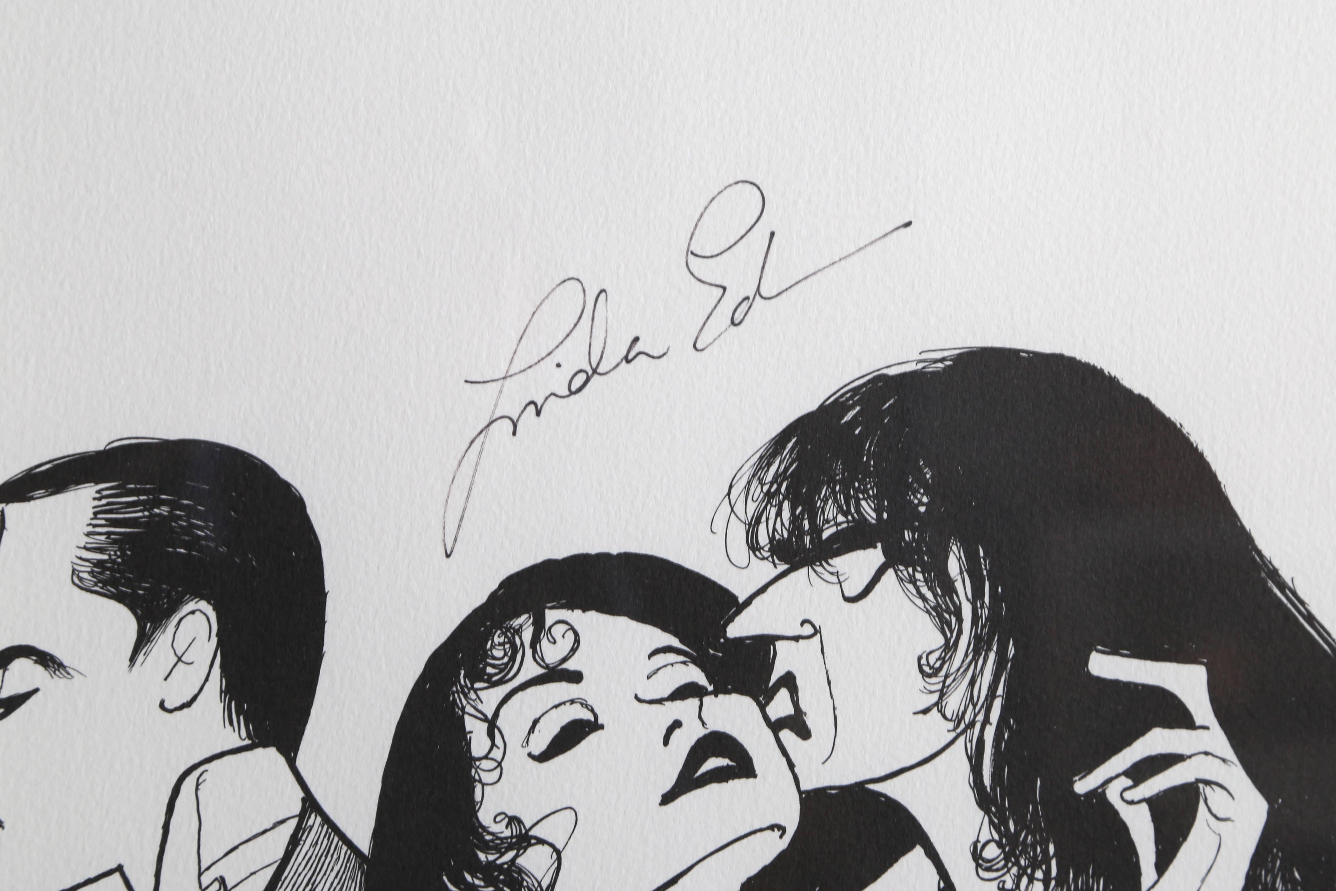 Dr. Jekyll and Mr. Hyde, Framed Caricature Lithograph by Al Hirschfeld - Gray Figurative Print by Albert Al Hirschfeld