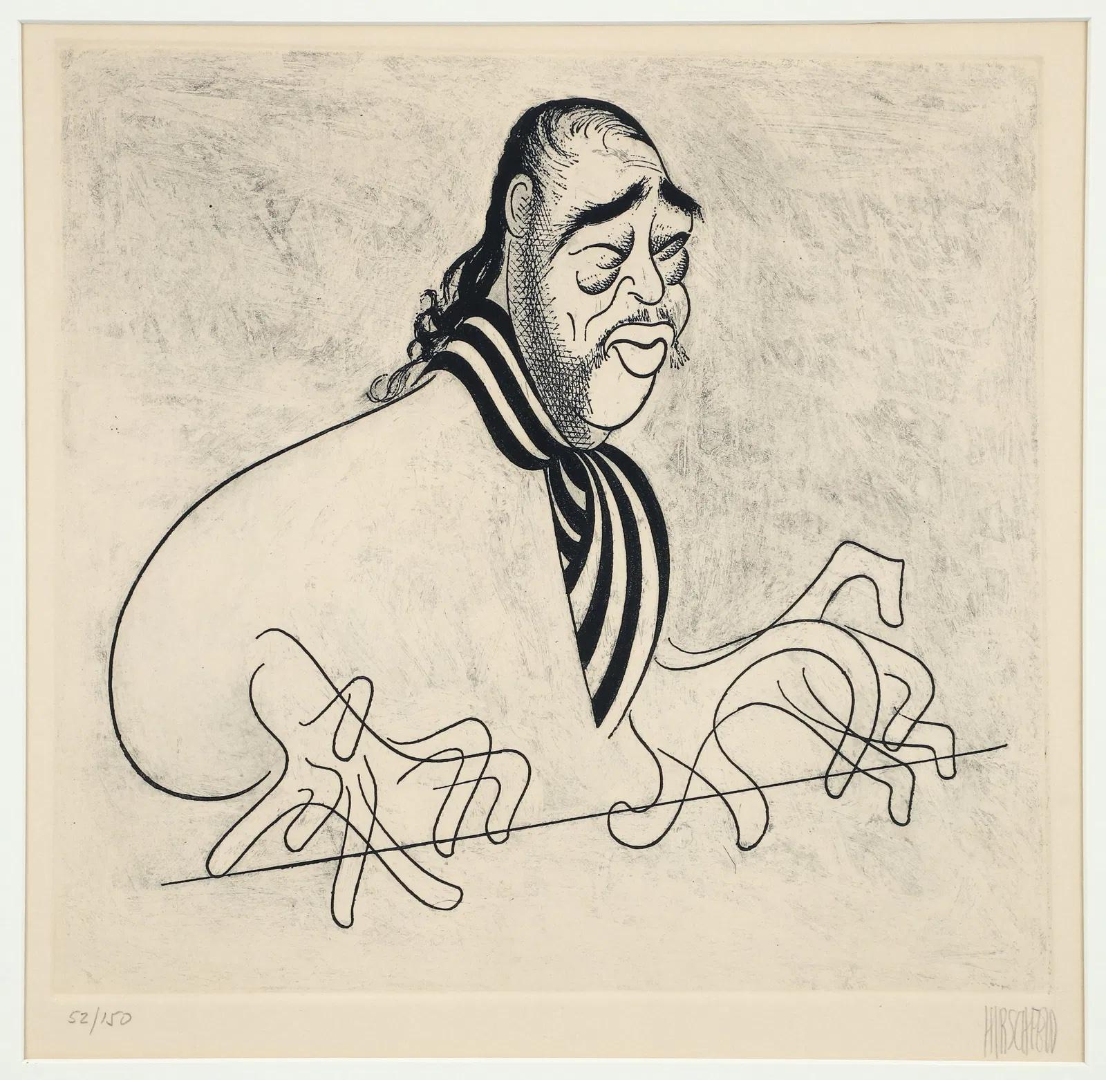 Figurative Print de Albert Al Hirschfeld - Duke Ellington Jazz Música Leyenda Afroamericana Grammys NY Times Publicado
