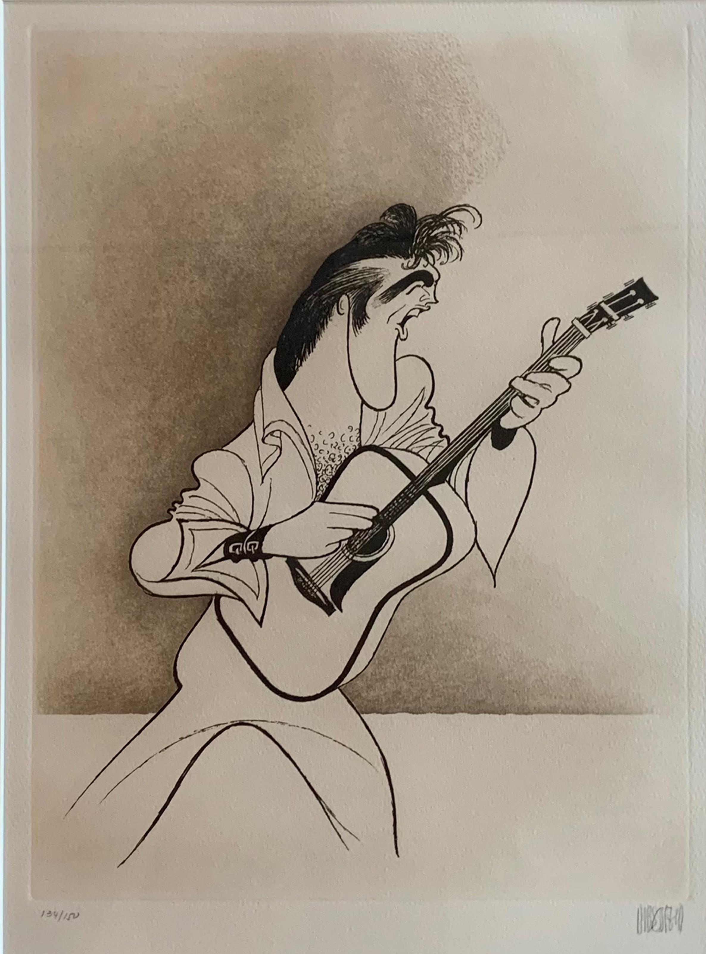 Elvis, litografia Pop Art di Al Hirschfeld - Print di Albert Al Hirschfeld