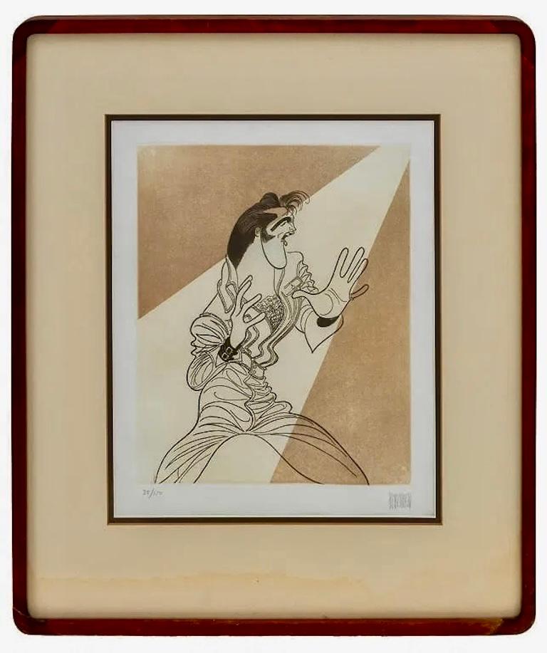 Elvis Presley Music Film Legend NYT Published King of Rock and Roll Grammy Award - Print by Albert Al Hirschfeld