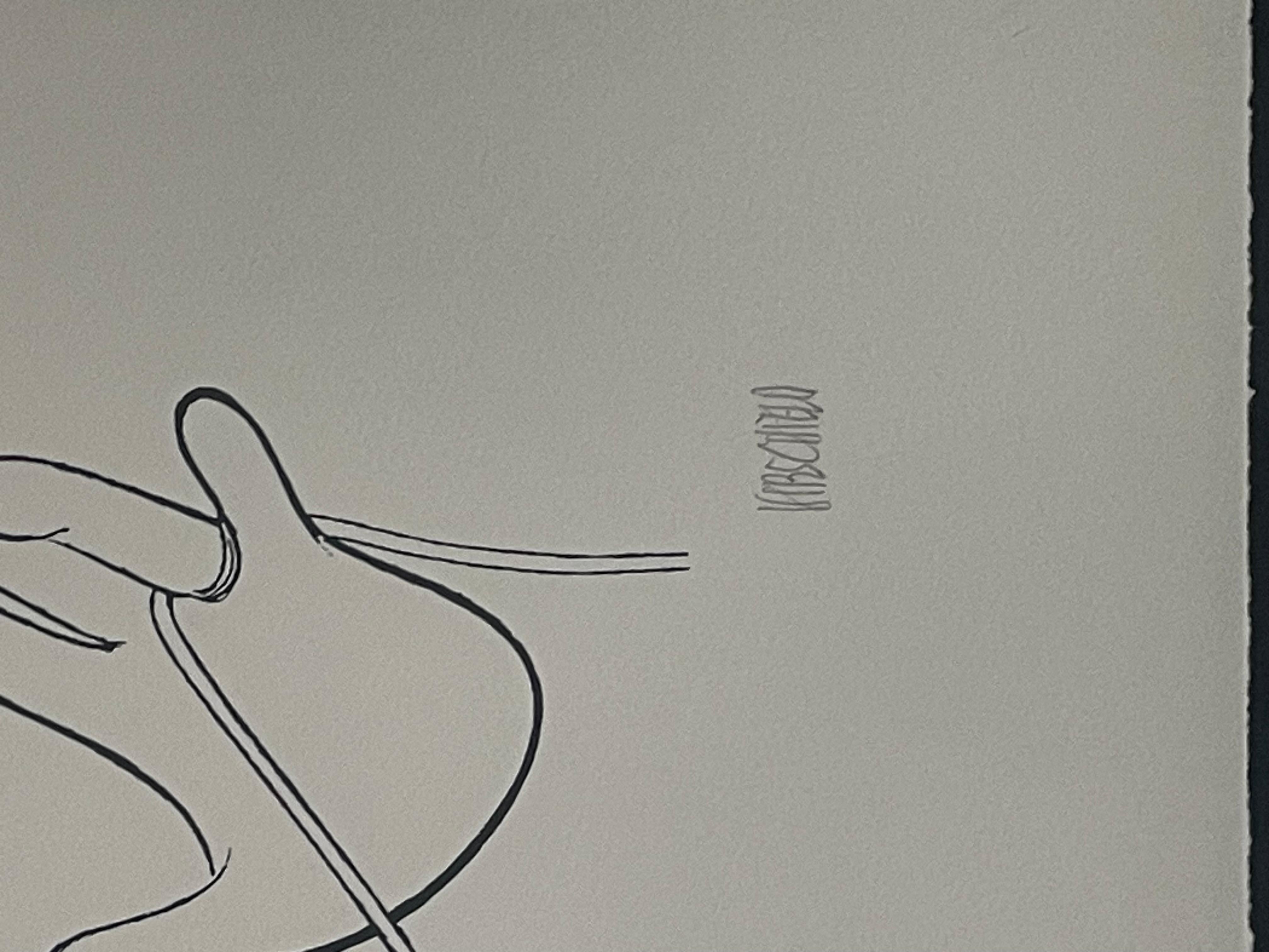 Si tratta di una litografia firmata e numerata. In buone condizioni, tuttavia la cornice presenta alcune scheggiature di lieve entità. Il prezzo al dettaglio è di 8500 dollari sul sito di Hirschfeld. Misure 33x27