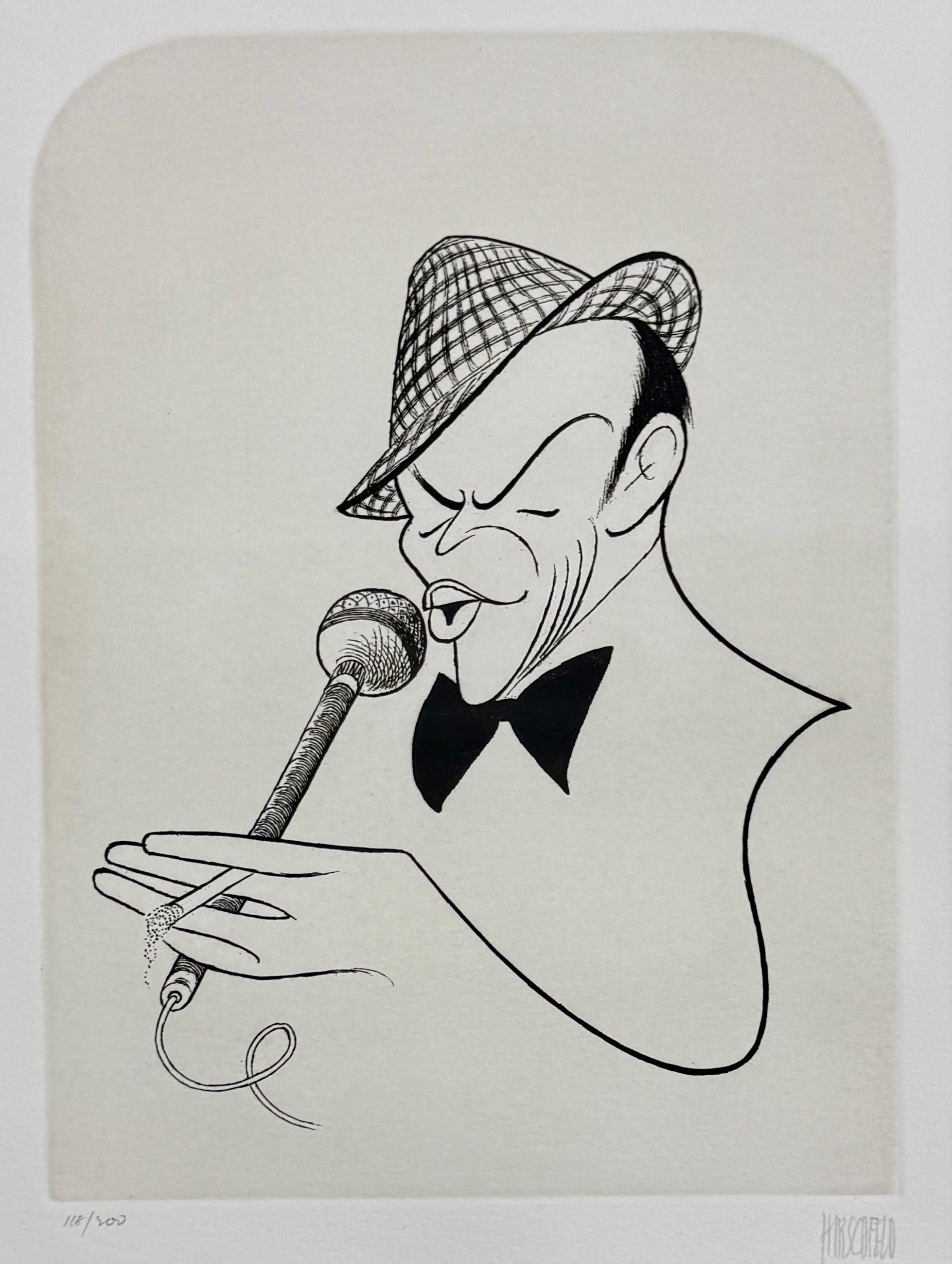 Portrait Print di Albert Al Hirschfeld - Frank Sinatra Hollywood Musica Leggende del Cinema 20° Secolo Oscar Grammy Lito