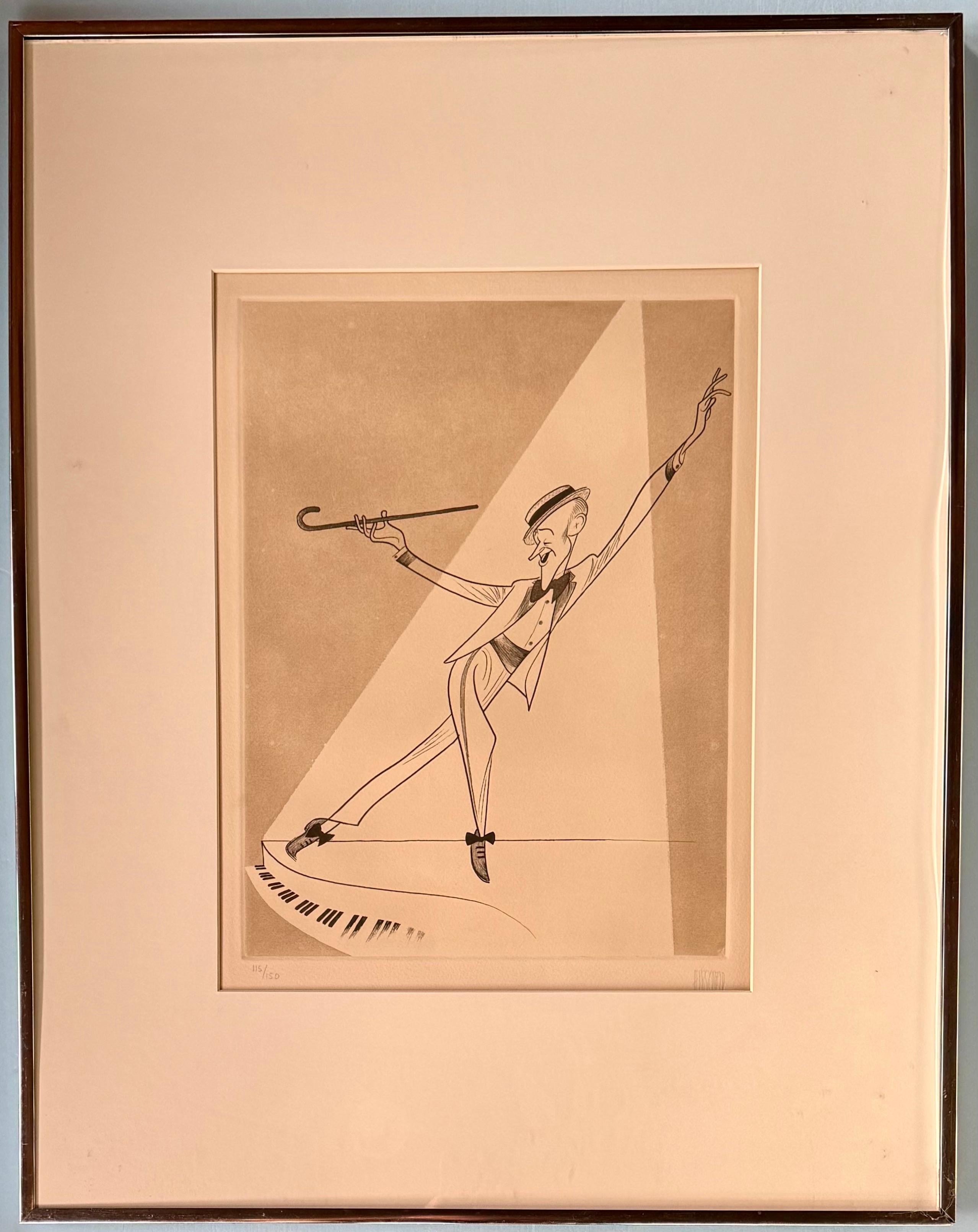 Fred Astaire Ballerino Stella del cinema Oscar Premio Oscar Metà del XX secolo Hollywood - Print di Albert Al Hirschfeld