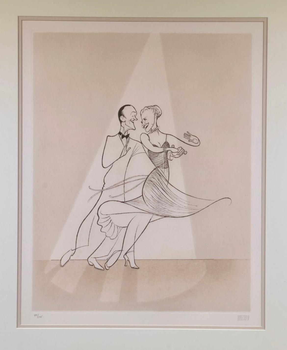 Portrait Print de Albert Al Hirschfeld - Fred Astaire Ginger Rogers Oscars Película Leyendas del Baile Premios de la Academia Litografía