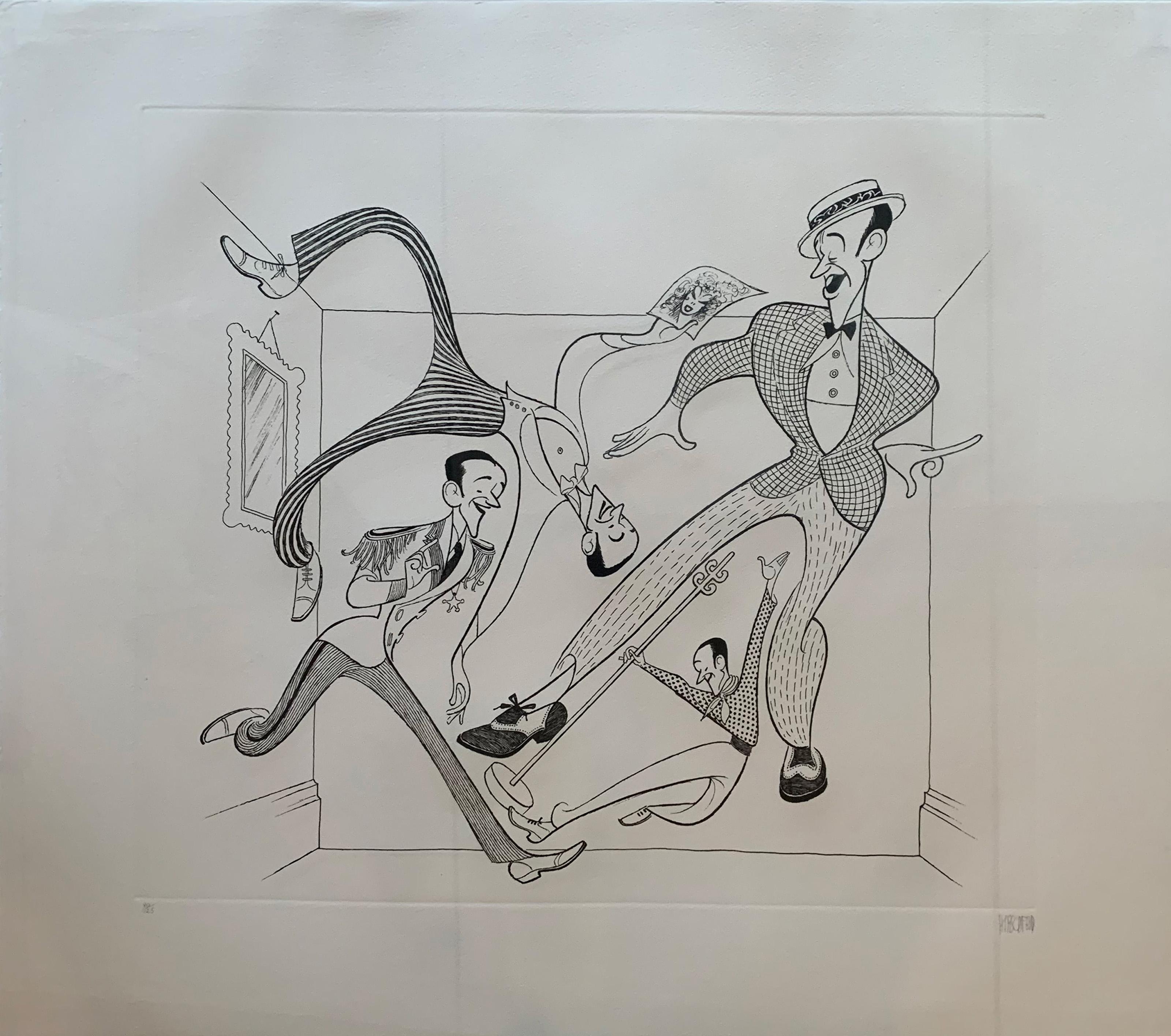 Fred Astaire, Pop-Art-Lithographie von Al Hirschfeld – Print von Albert Al Hirschfeld