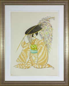 "Fuji" framed, hand-signed lithograph from 1976 "Kabuki Suite" by Al Hirschfeld