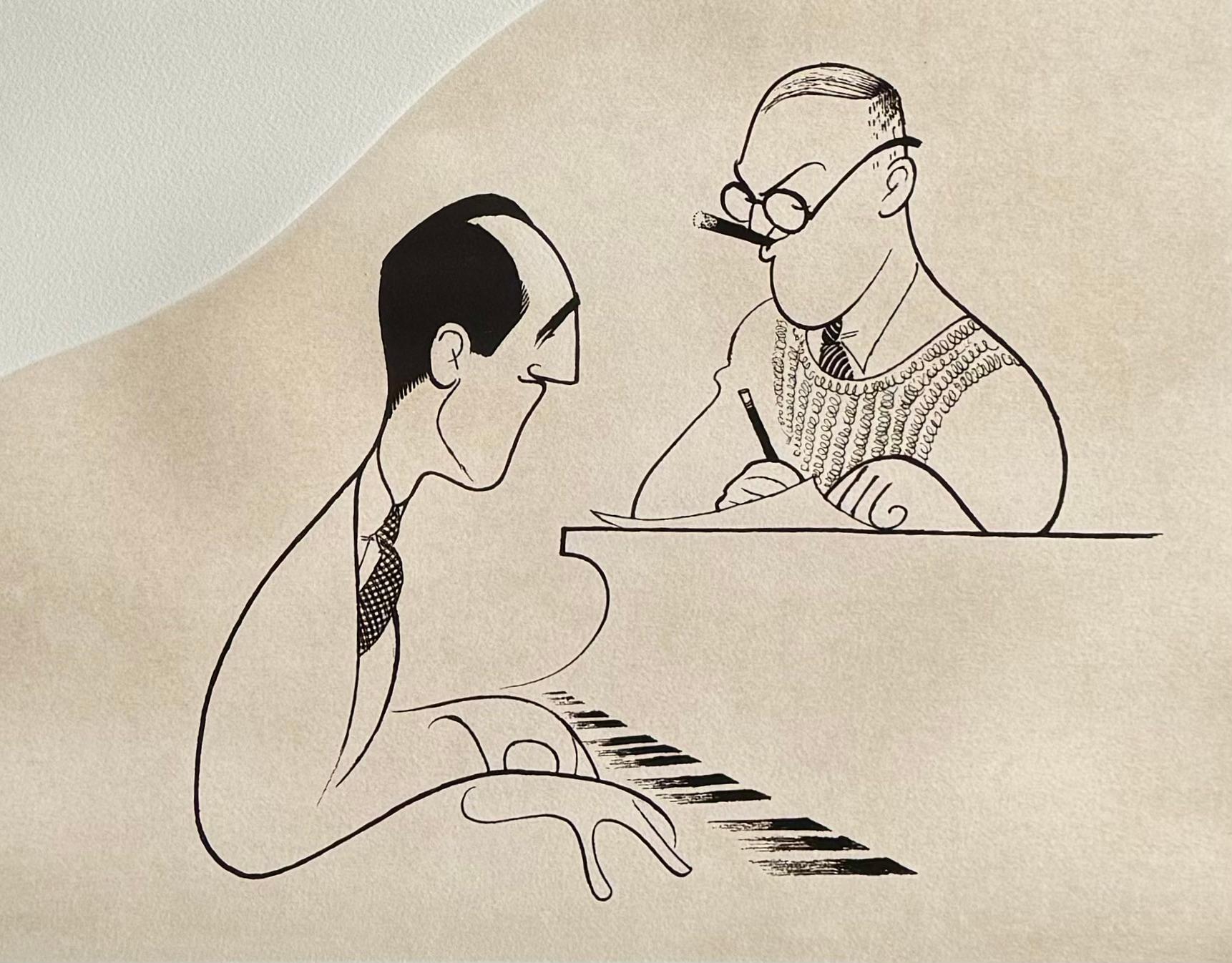 George & Ira Gershwin Iconic Songwriters Tony Emmy Oscar Awards Broadway Music - Performance Print by Albert Al Hirschfeld