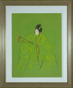 "Hanjo" framed, hand-signed lithograph from 1976 "Kabuki Suite" by Al Hirschfeld