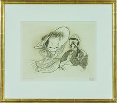 "Hepburn and Bogart" original etching by Al Hirschfeld. Hand signed and numbered