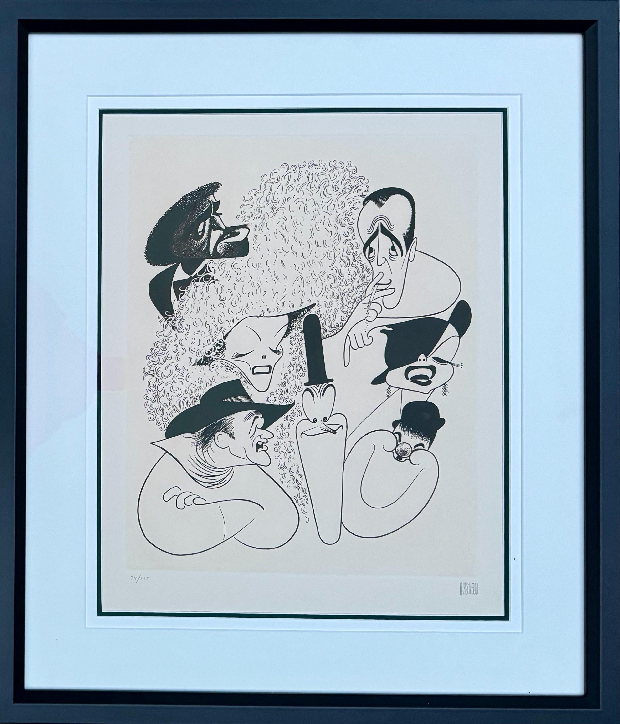 Hollywood Stars 20. Jahrhundert Litho - K. Hepburn, J. Wayne, S. Davis. J. Garland – Print von Albert Al Hirschfeld